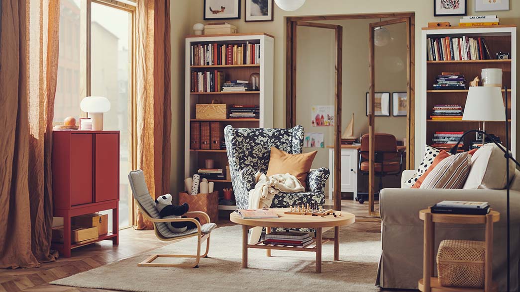 IKEA - Bring liveliness to beige in this family friendly traditional living room