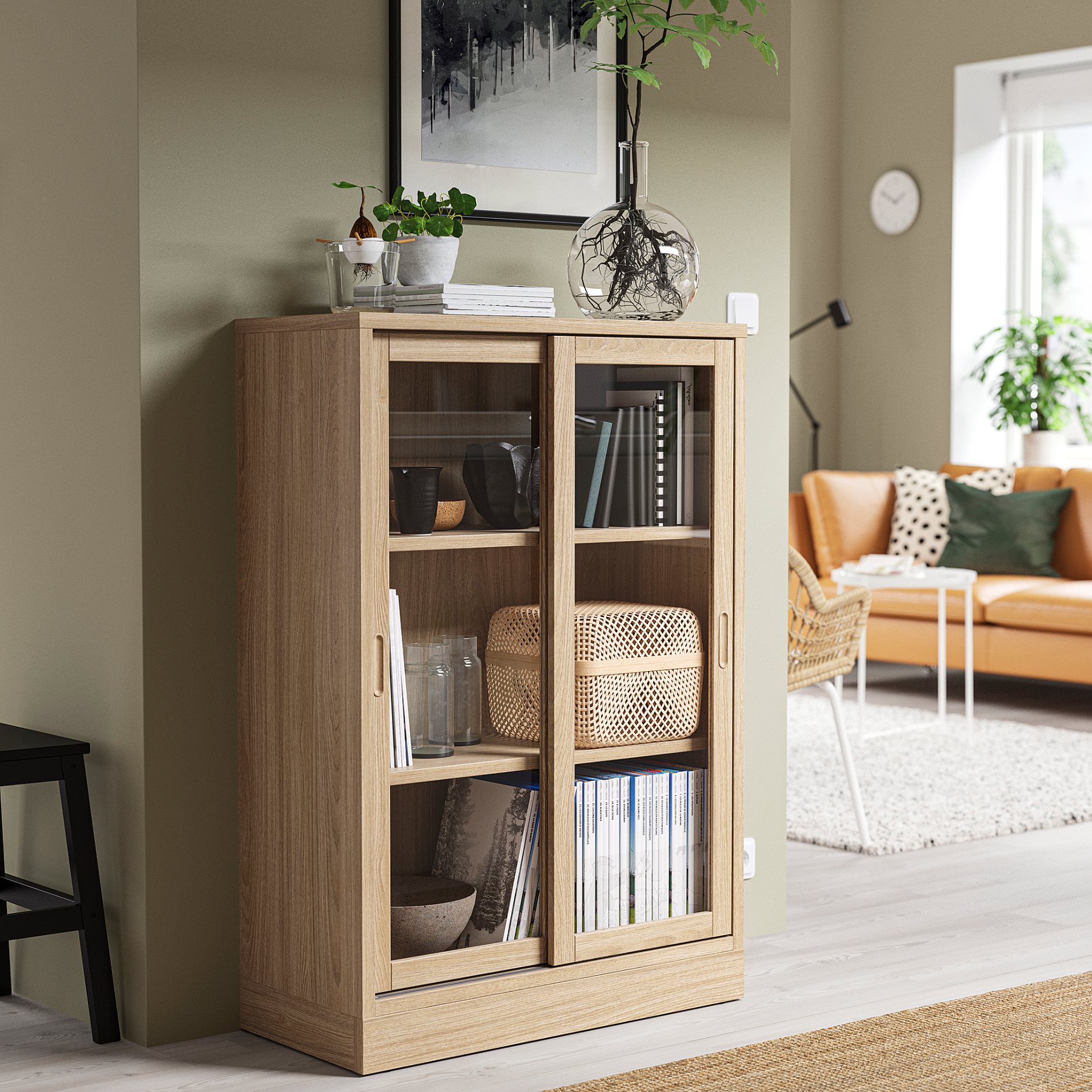 TONSTAD, cabinet with sliding glass doors, 82x37x120 cm, 004.892.84