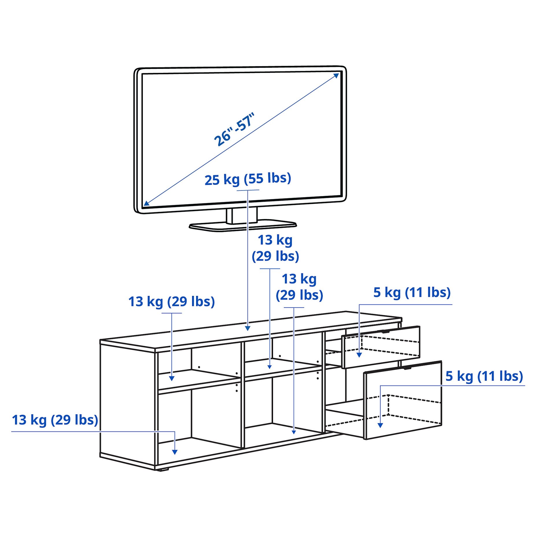 VIHALS, έπιπλο TV, 146x37x50 cm, 005.436.72