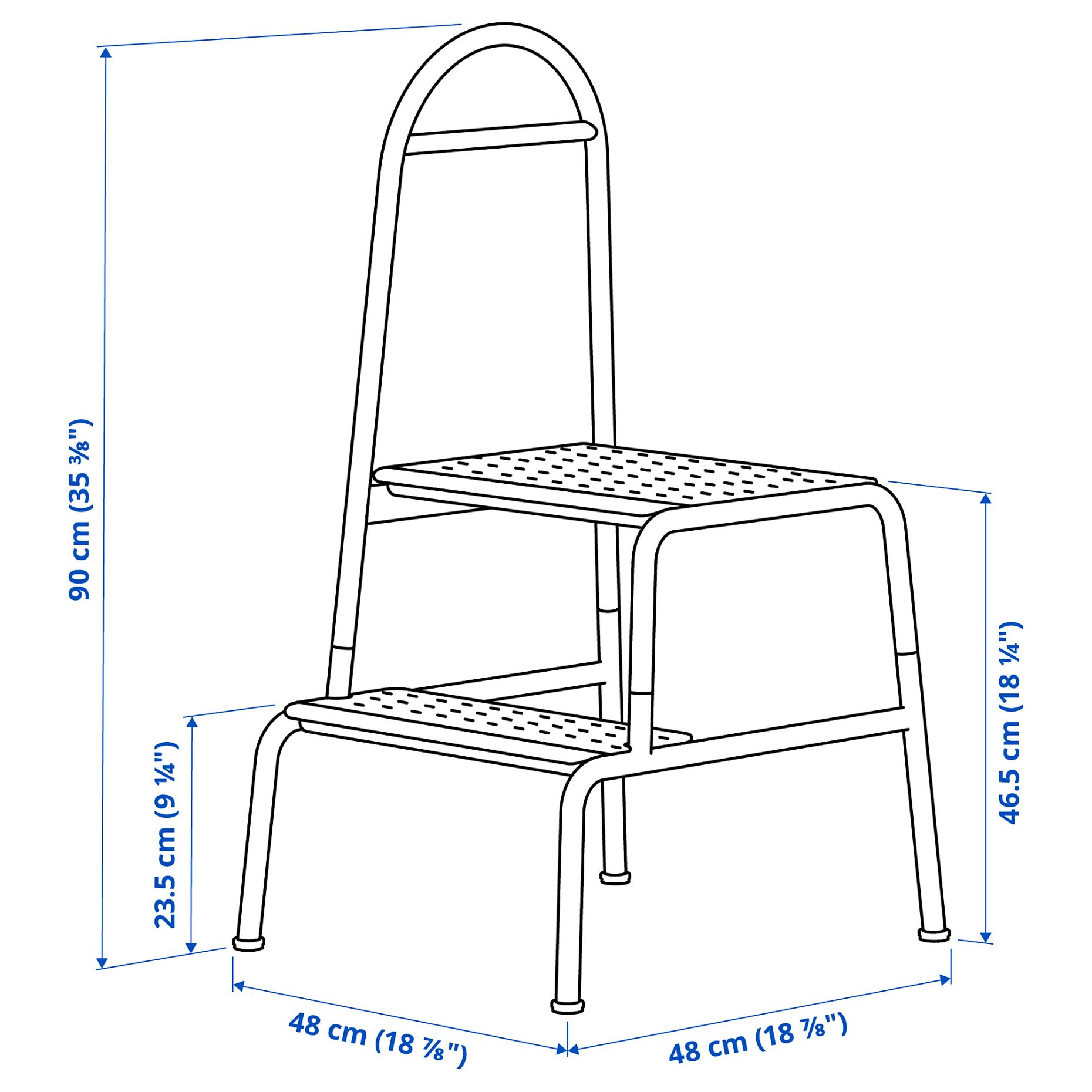 BÄSINGEN, step stool with handrail, 2-steps, 005.573.67
