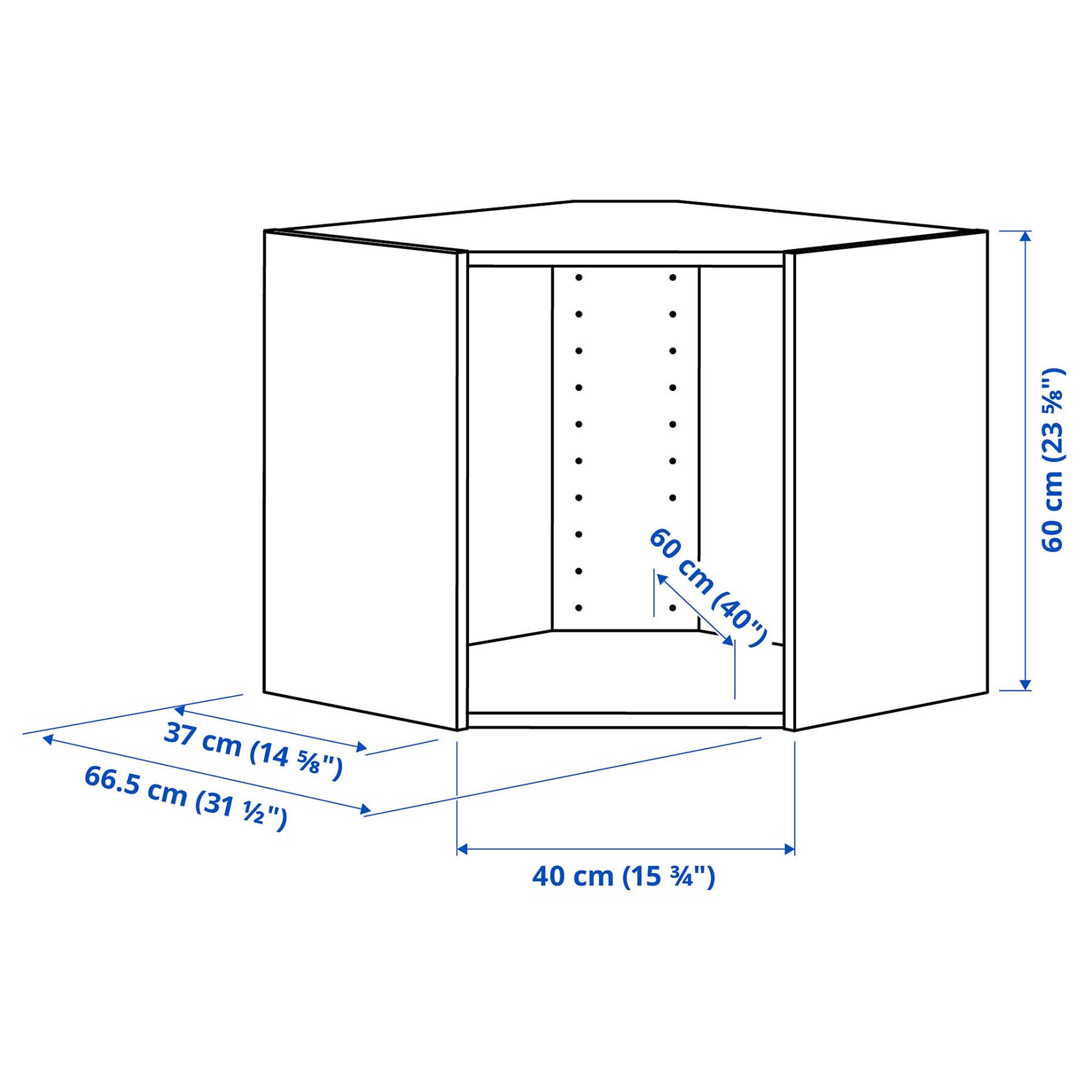 METOD, σκελετός γωνιακού ντουλαπιού τοίχου, 68x37x60 cm, 005.916.82