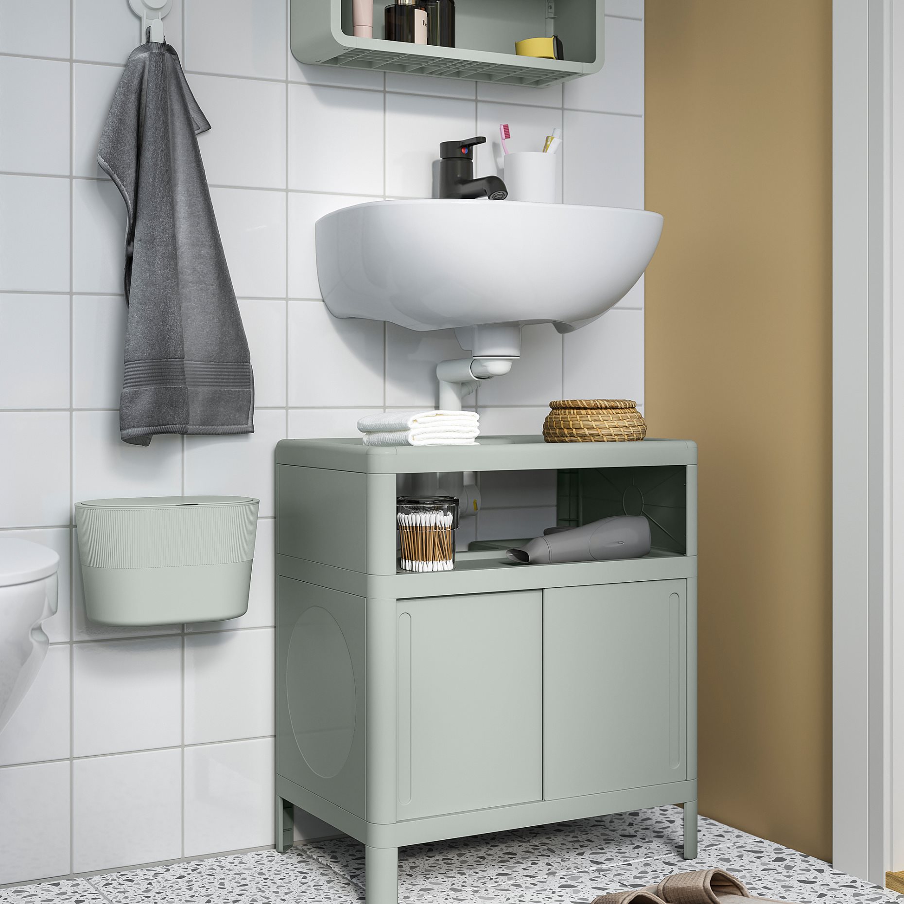 KINNASJÖ, waste bin with lid self-adhesive, 4 l, 005.918.56