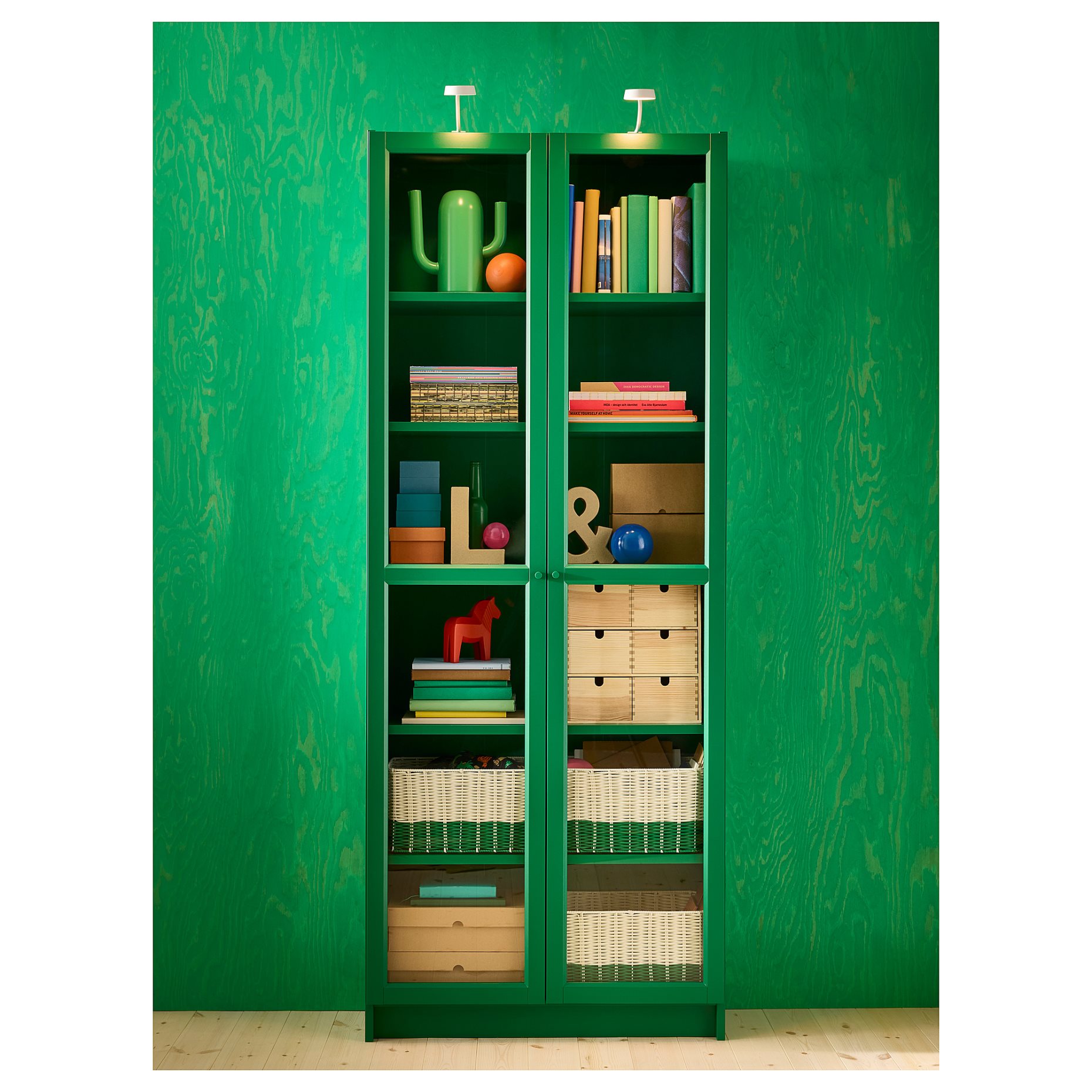 BILLY, bookcase with glass-doors, 80x30x202 cm, 005.949.25