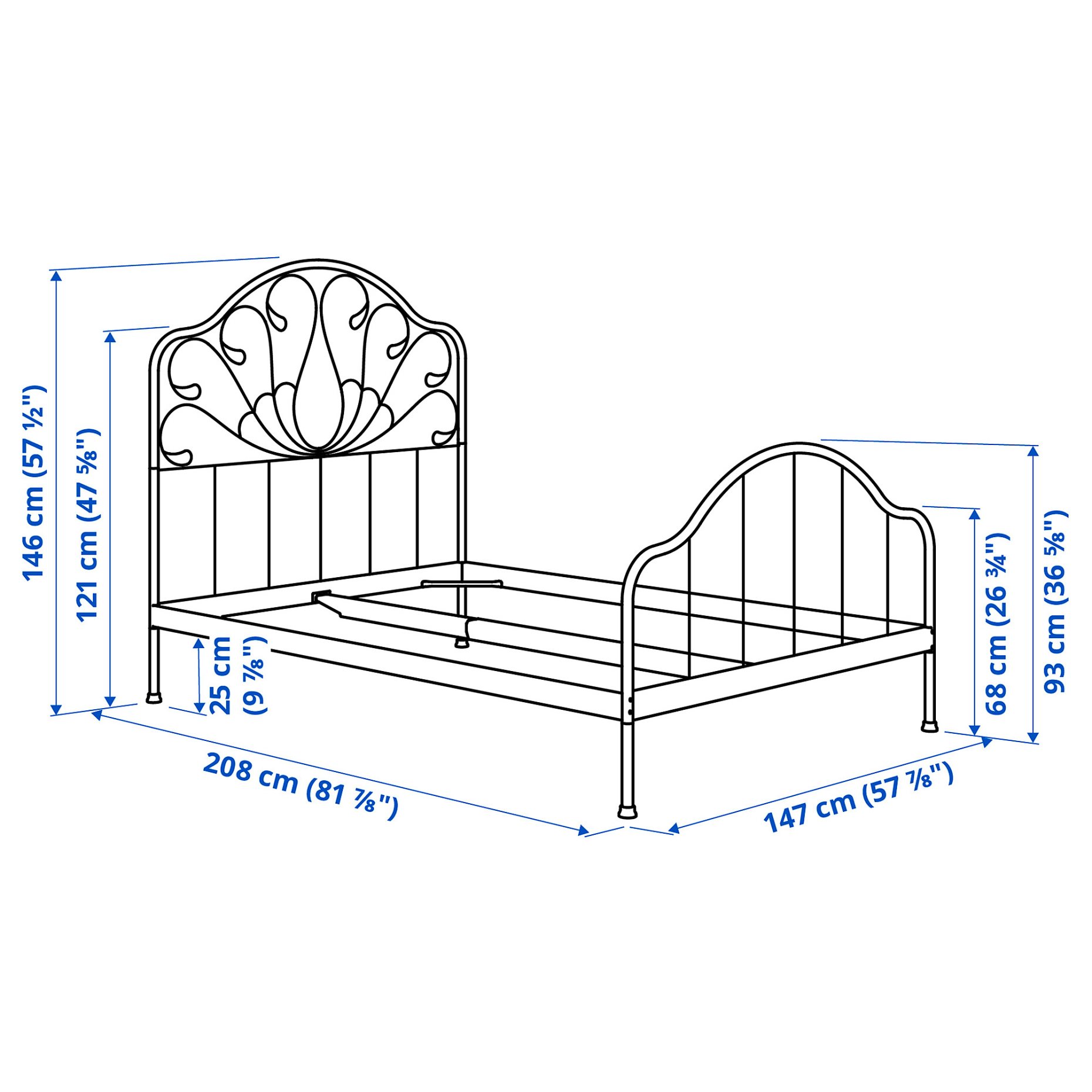 MELLGRUND, bed frame, 140x200 cm, 006.037.55