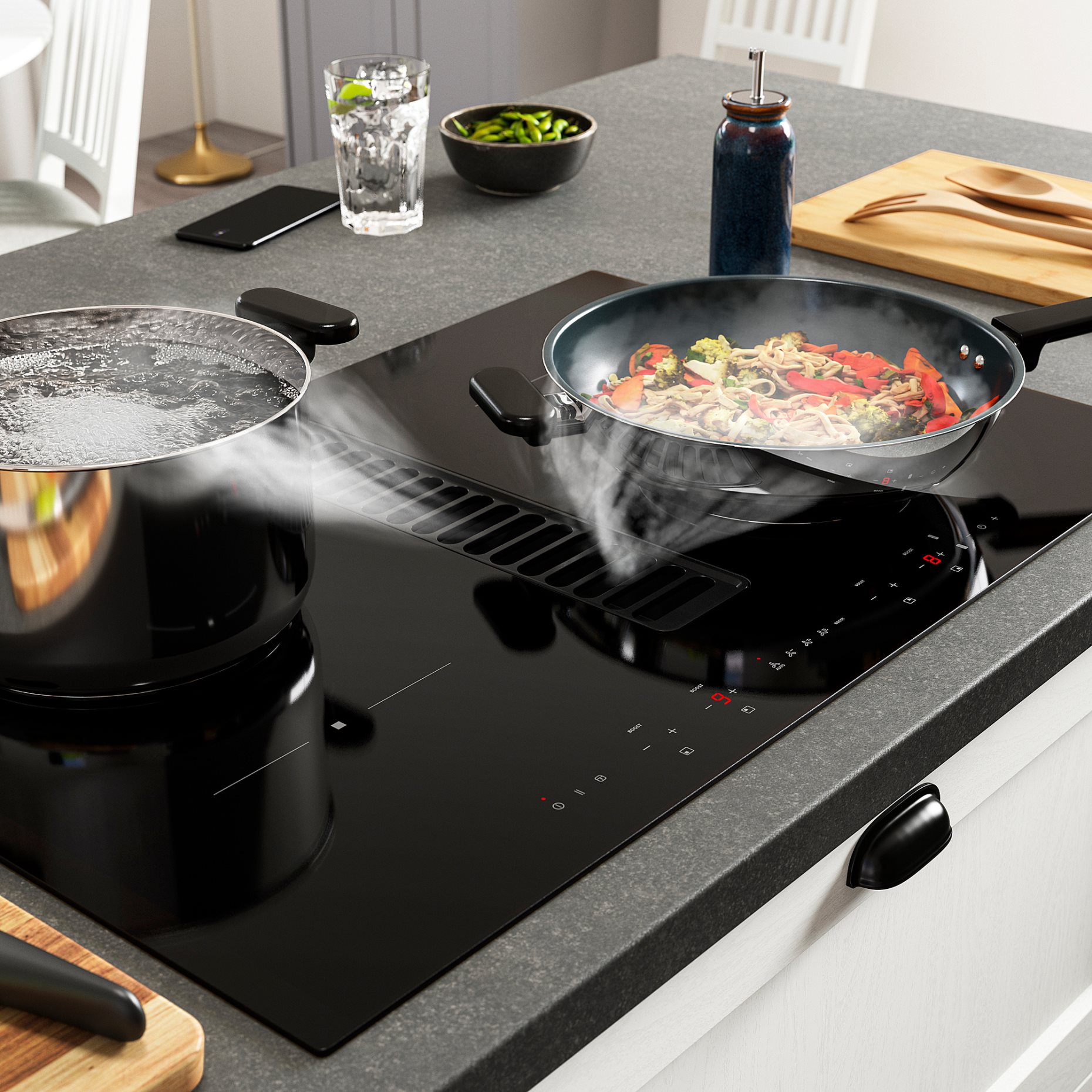 TÄCKNAN, induction hob/integrated extractor/IKEA 300, 80 cm, 006.072.87
