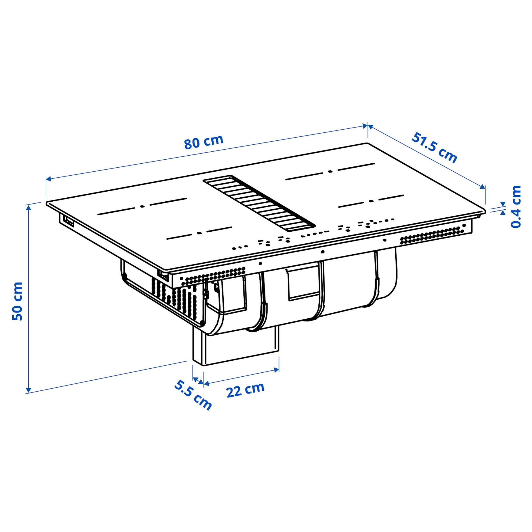 TÄCKNAN, induction hob/integrated extractor/IKEA 300, 80 cm, 006.072.87