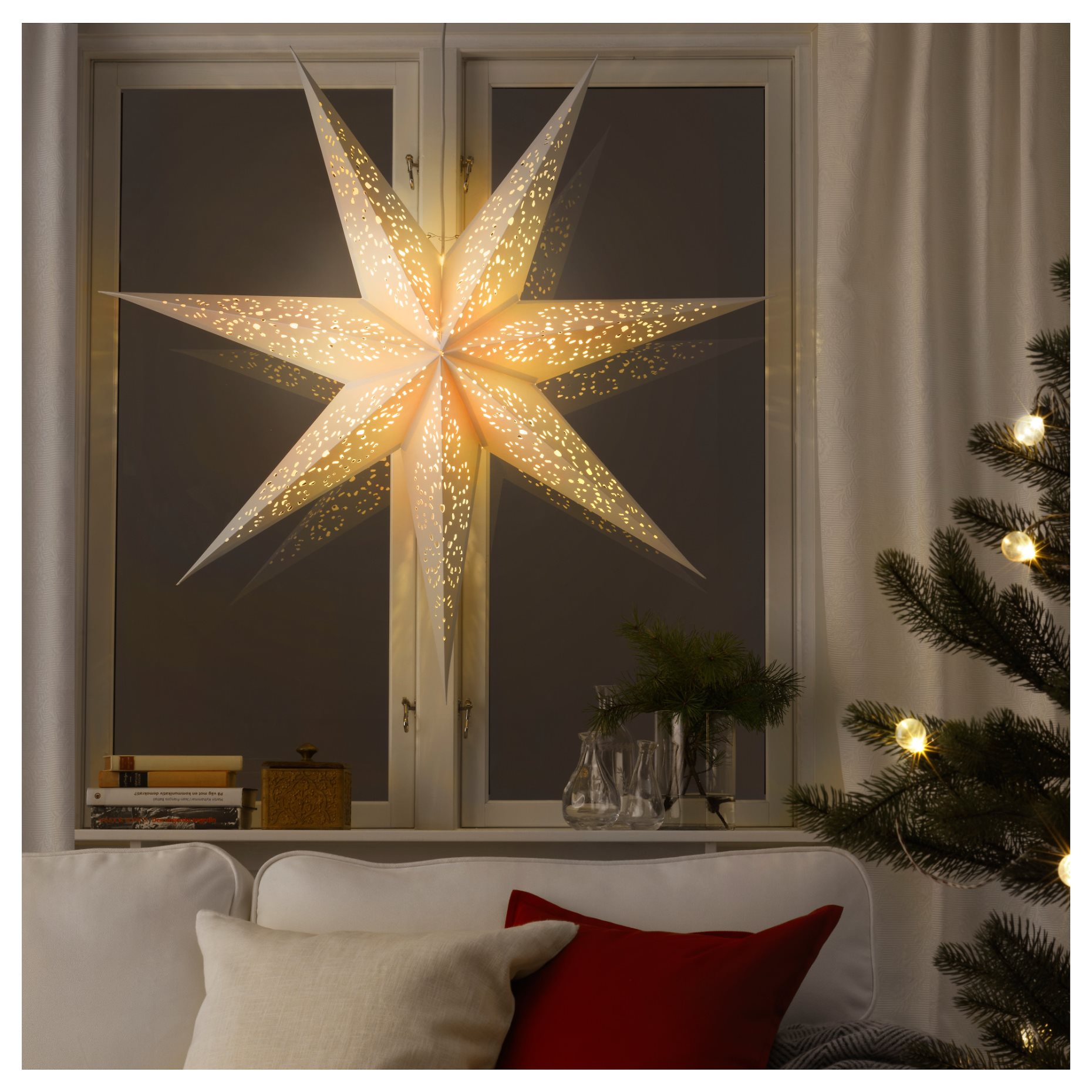 STRÅLA, lamp shade star/lace, 90 cm, 006.398.82