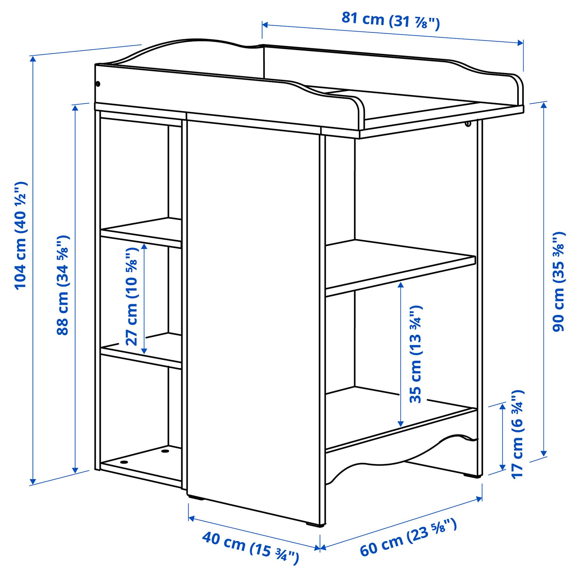 SMÅGÖRA, changing table/bookshelf with 2 shelf units, 093.236.23