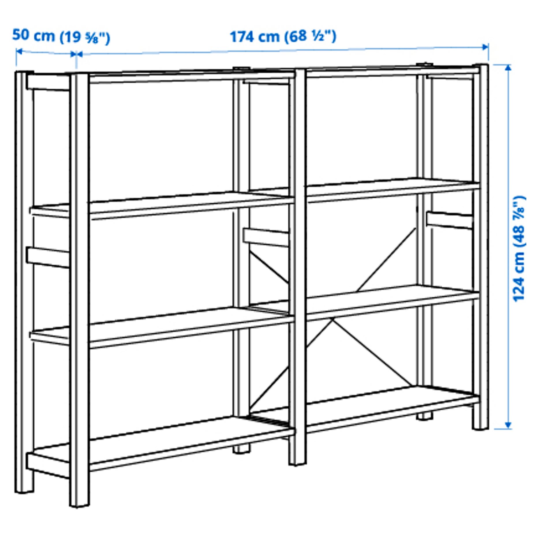 IVAR, 2 sections/shelves, 174x50x124 cm, 094.070.57