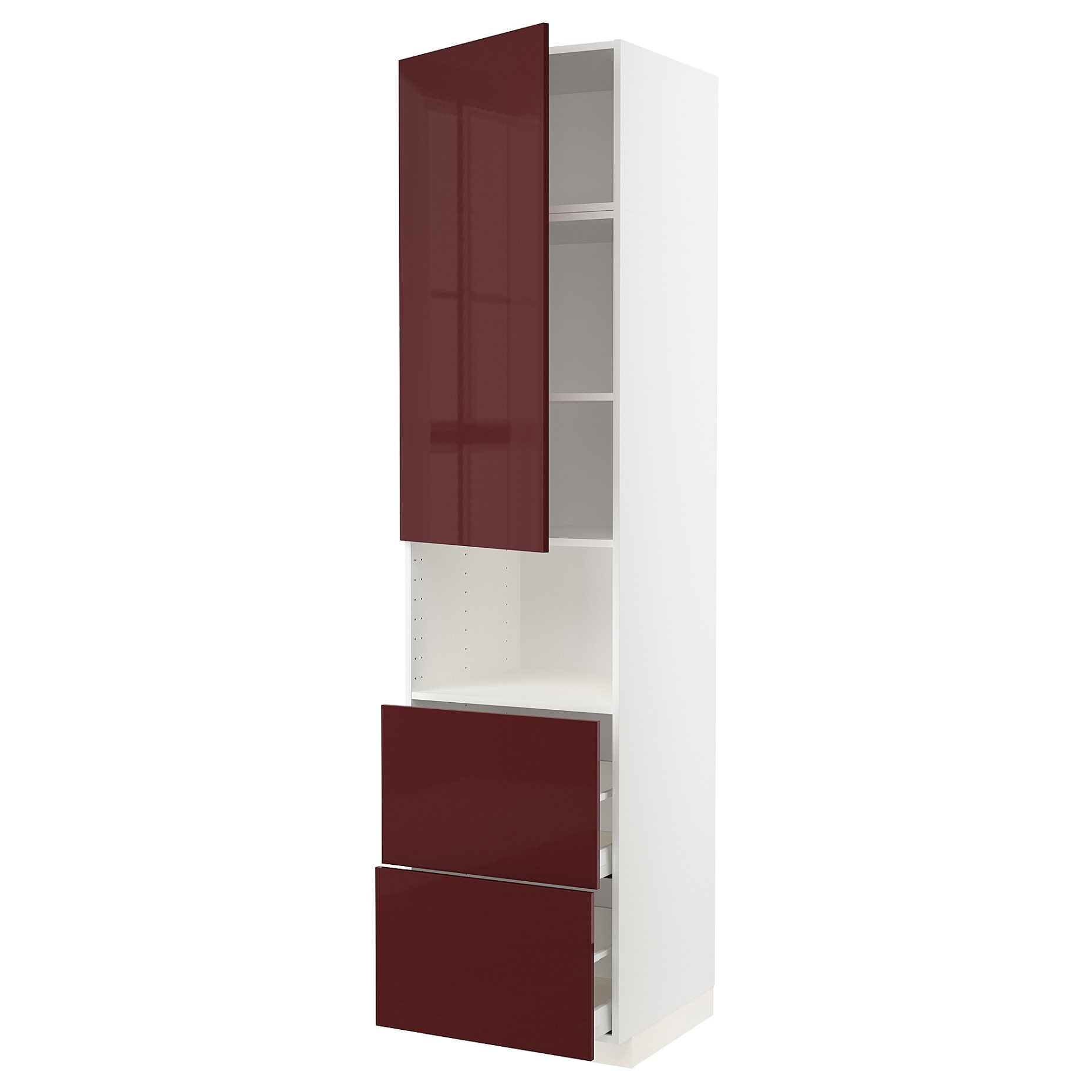METOD/MAXIMERA, high cabinet for microwave with door/2 drawers, 60x60x240 cm, 094.558.35