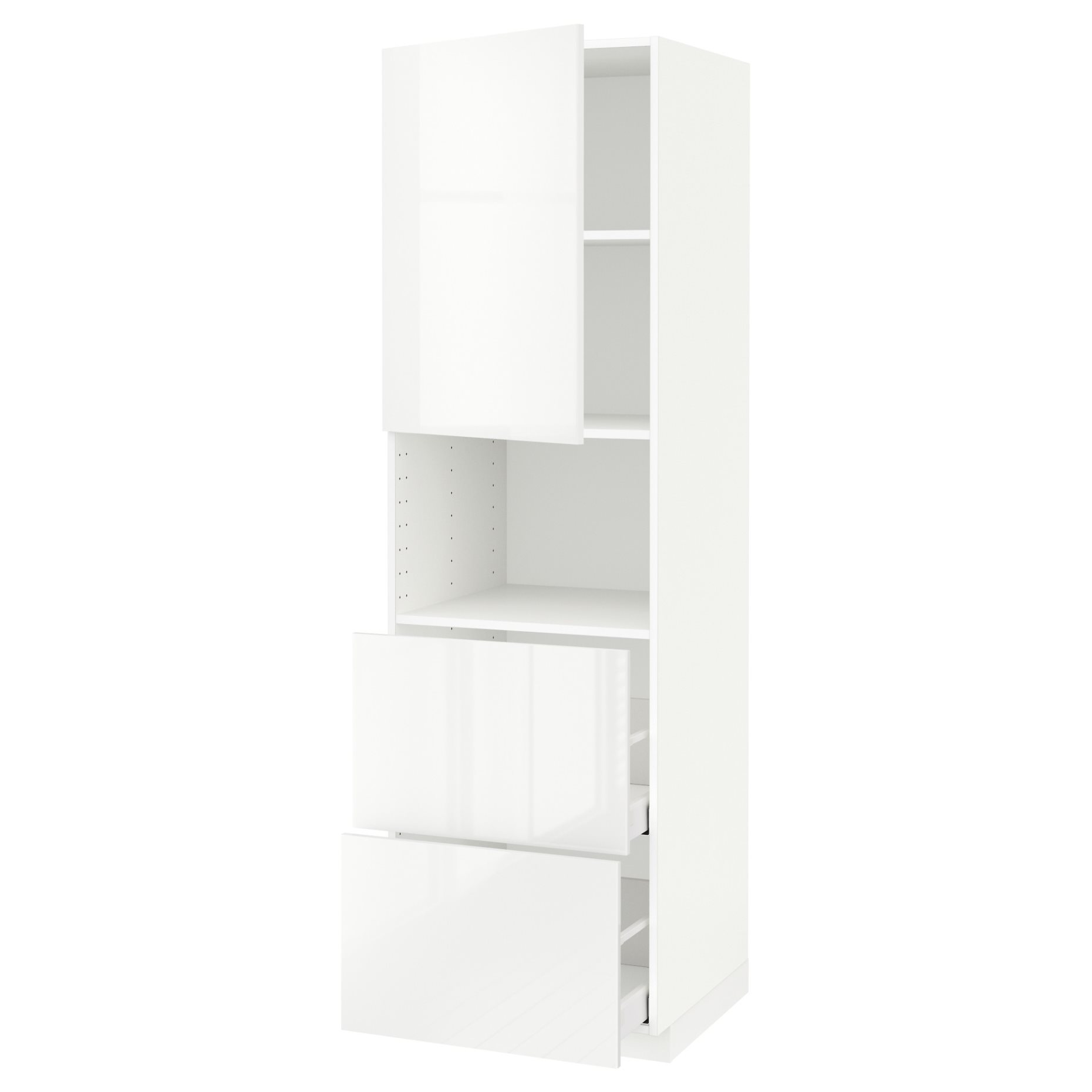 METOD/MAXIMERA, high cabinet for microwave with door/2 drawers, 60x60x200 cm, 094.576.84