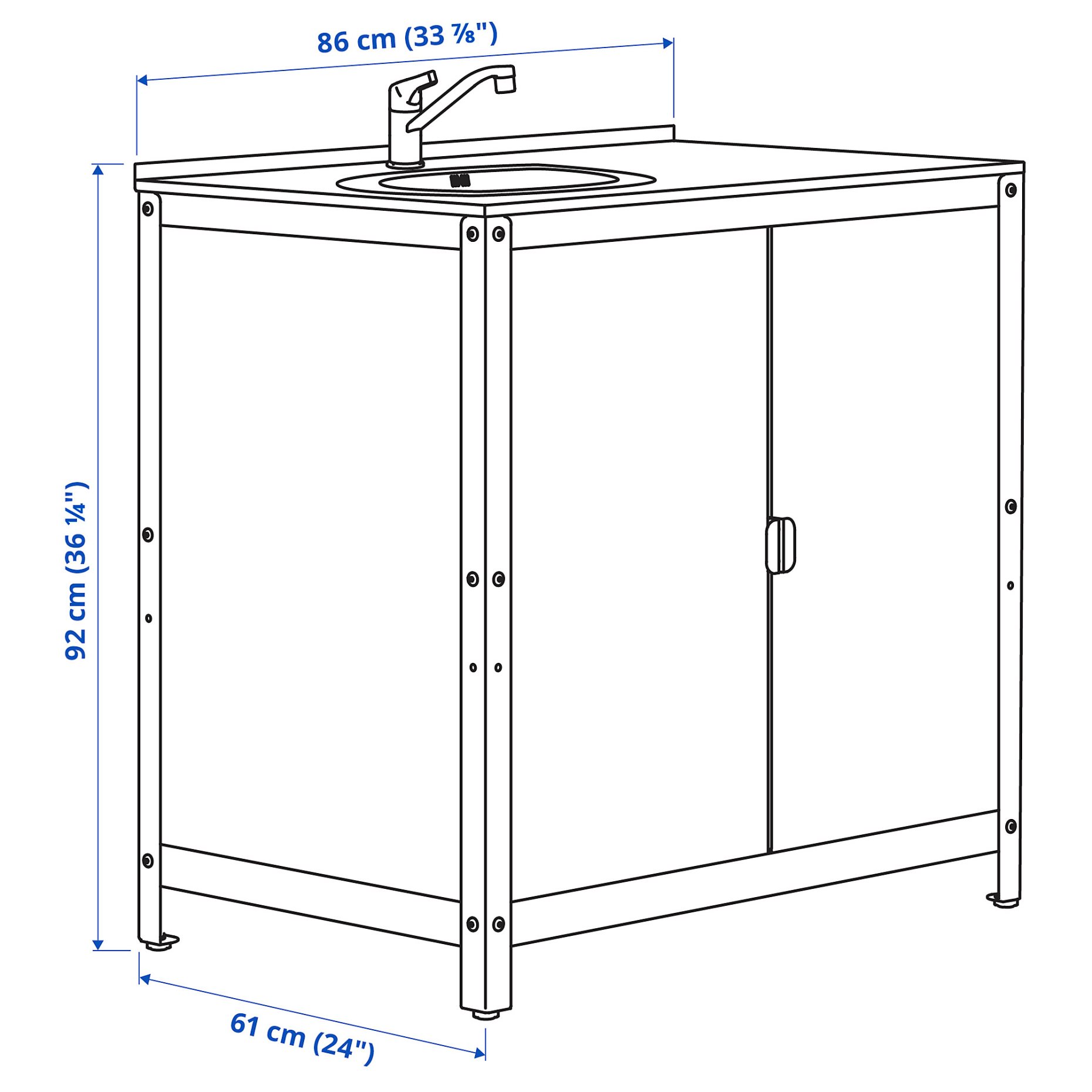 GRILLSKÄR, kitchen sink unit/cabinet/outdoor, 86x61 cm, 094.967.51