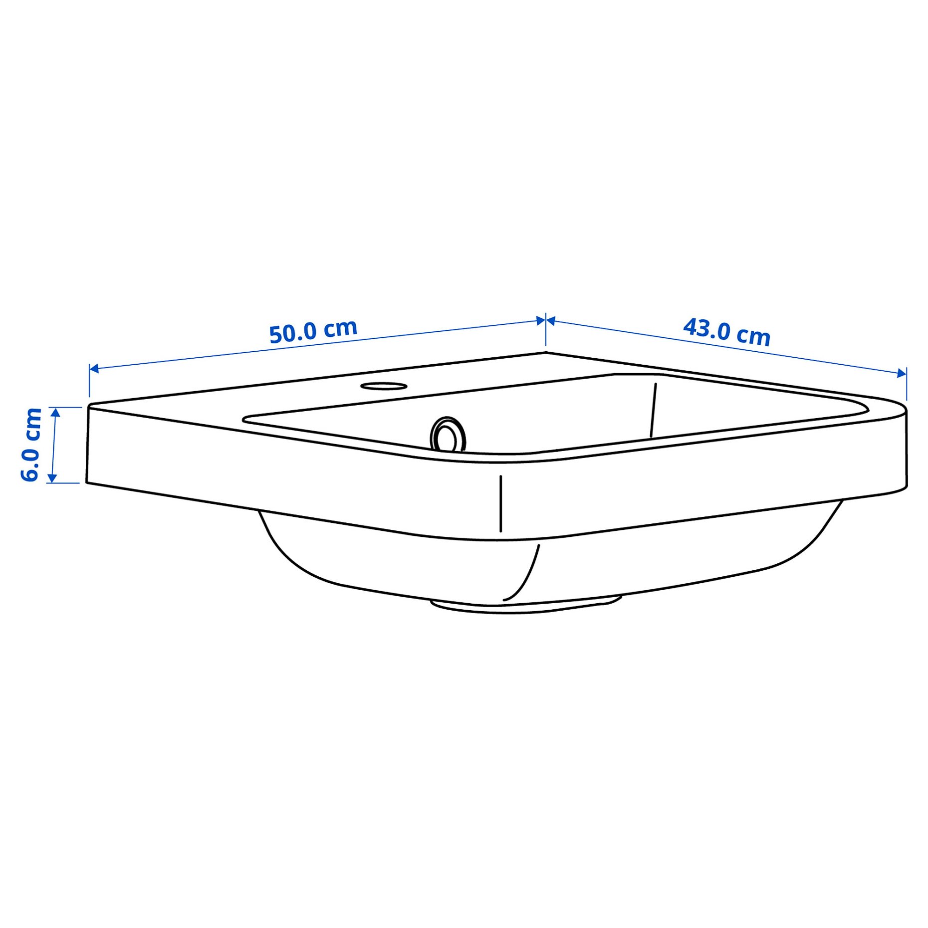 BACKSJON, semi-recessed wash-basin with water trap, 50x43 cm, 095.170.13