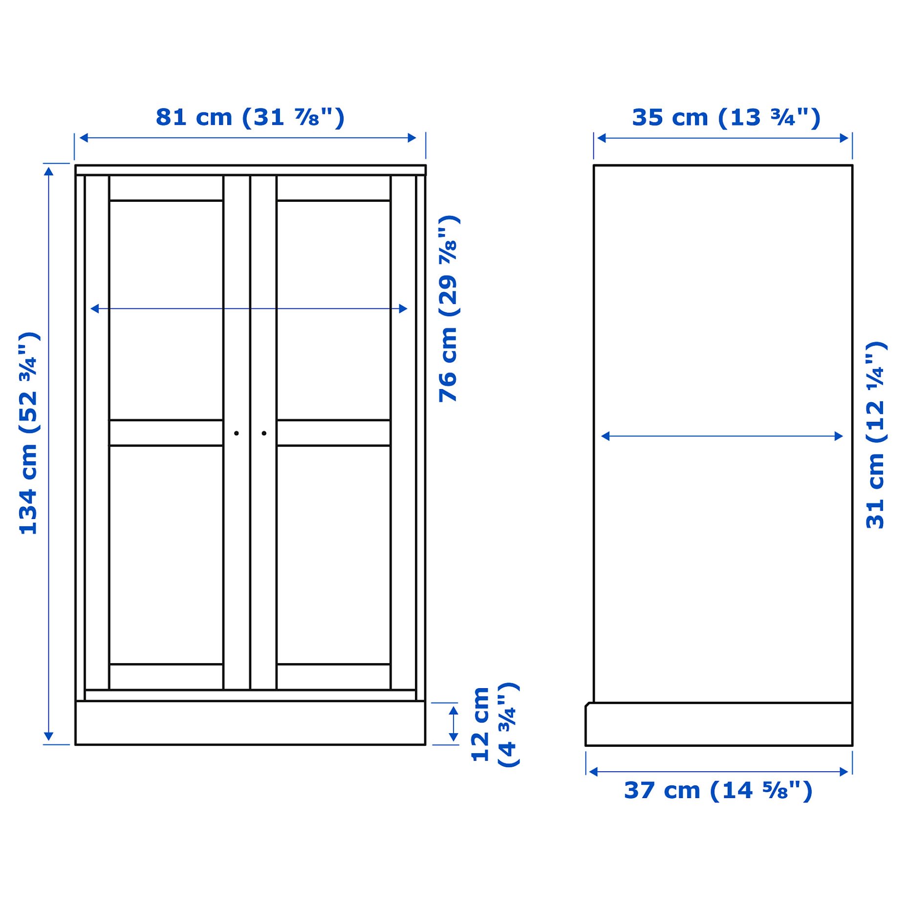 HAVSTA, glass-door cabinet with plinth, 81x37x134 cm, 095.346.54