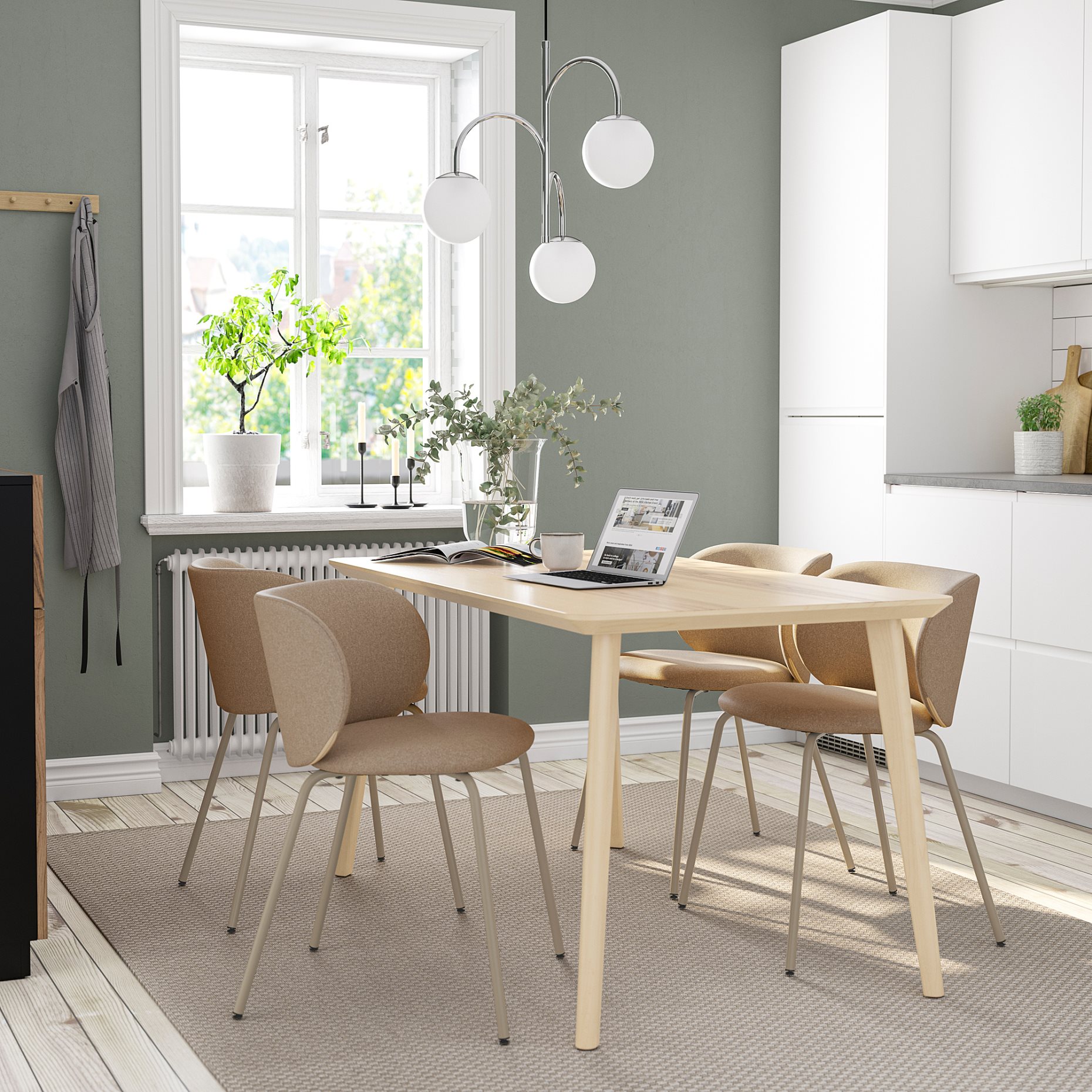 LISABO/KRYLBO, τραπέζι και 4 καρέκλες, 140 cm, 095.355.40