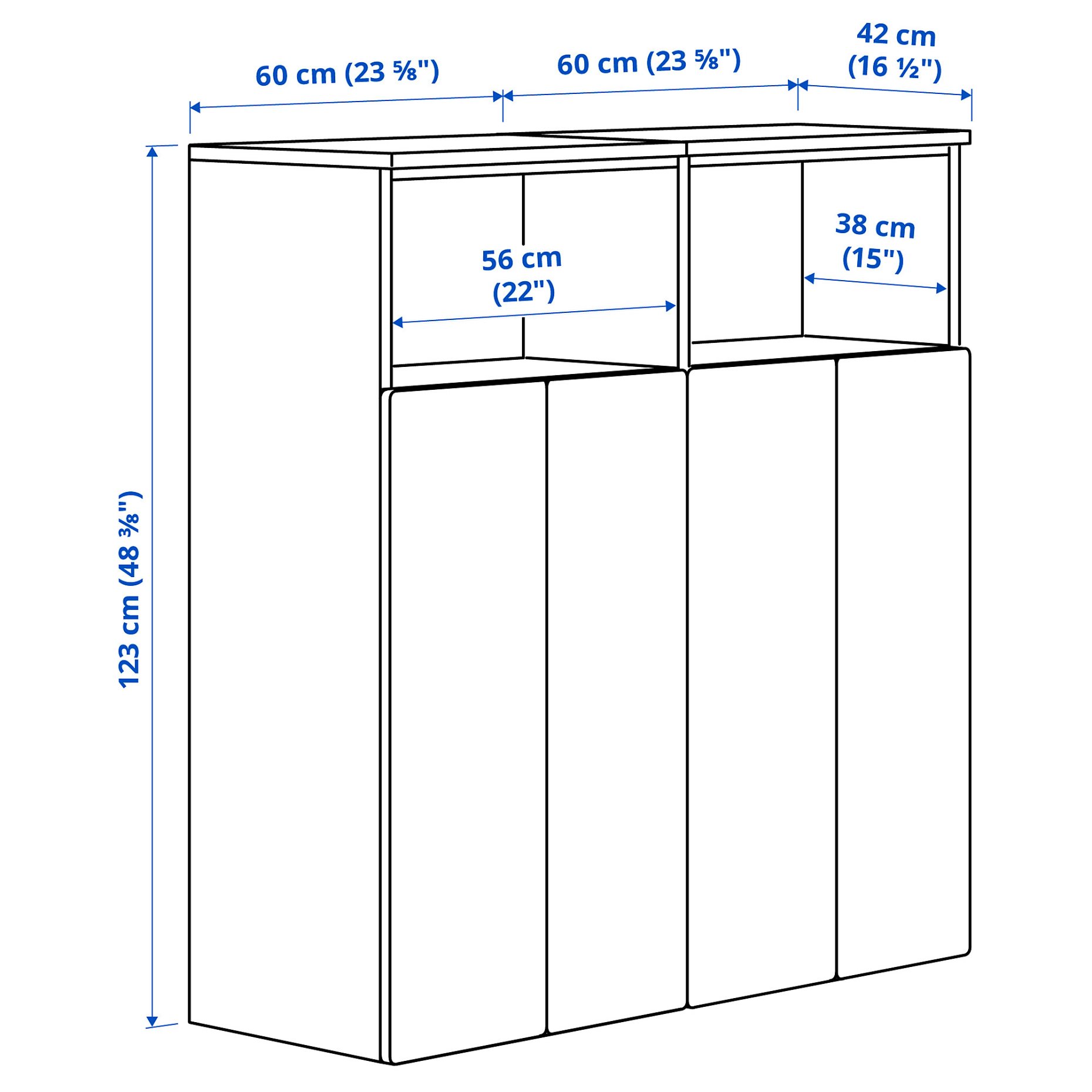 SMASTAD/PLATSA, storage combination with 6 shelves, 120x42x123 cm, 095.496.03