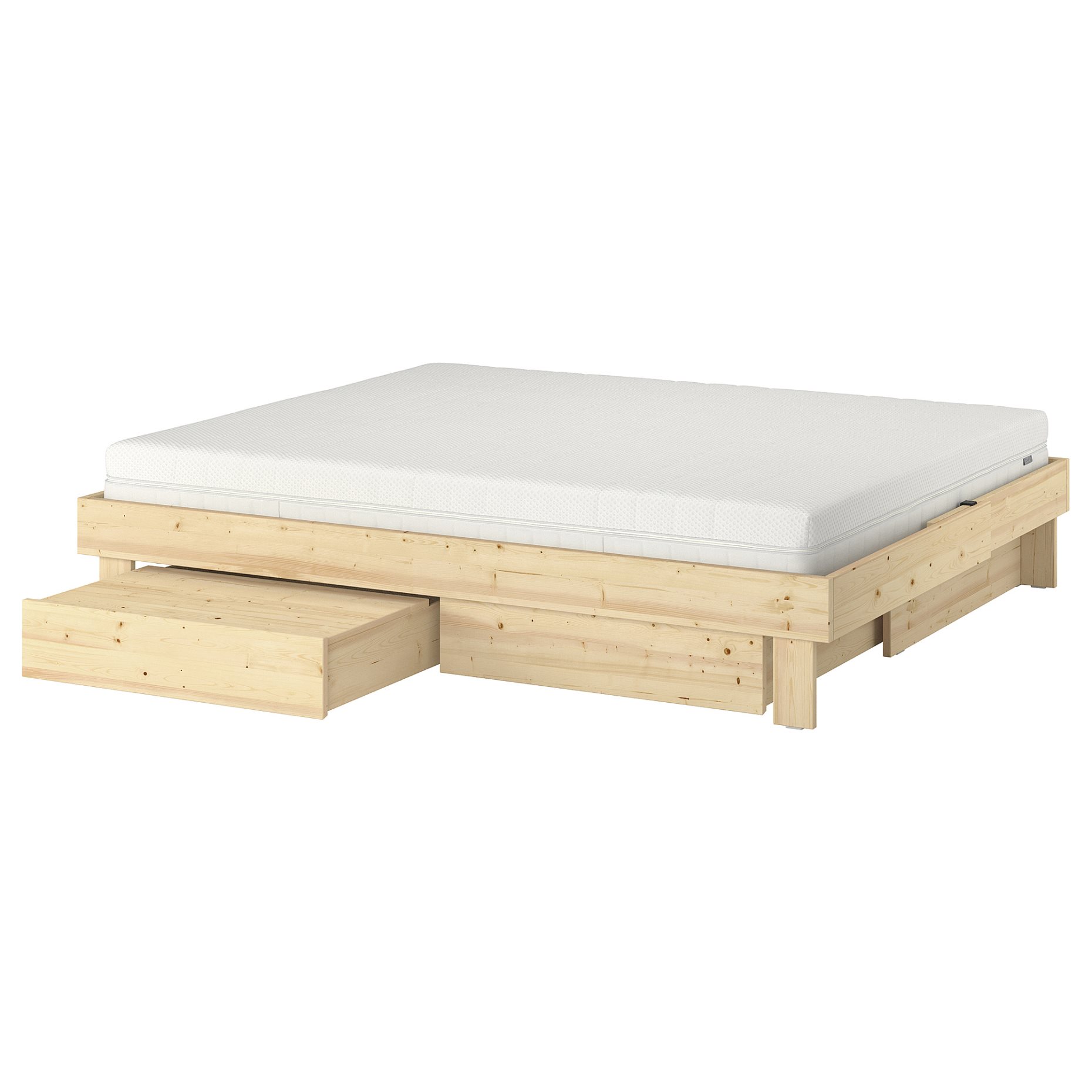 GLAMBERGET, bed frame with storage and mattress, 140x200 cm, 095.684.94