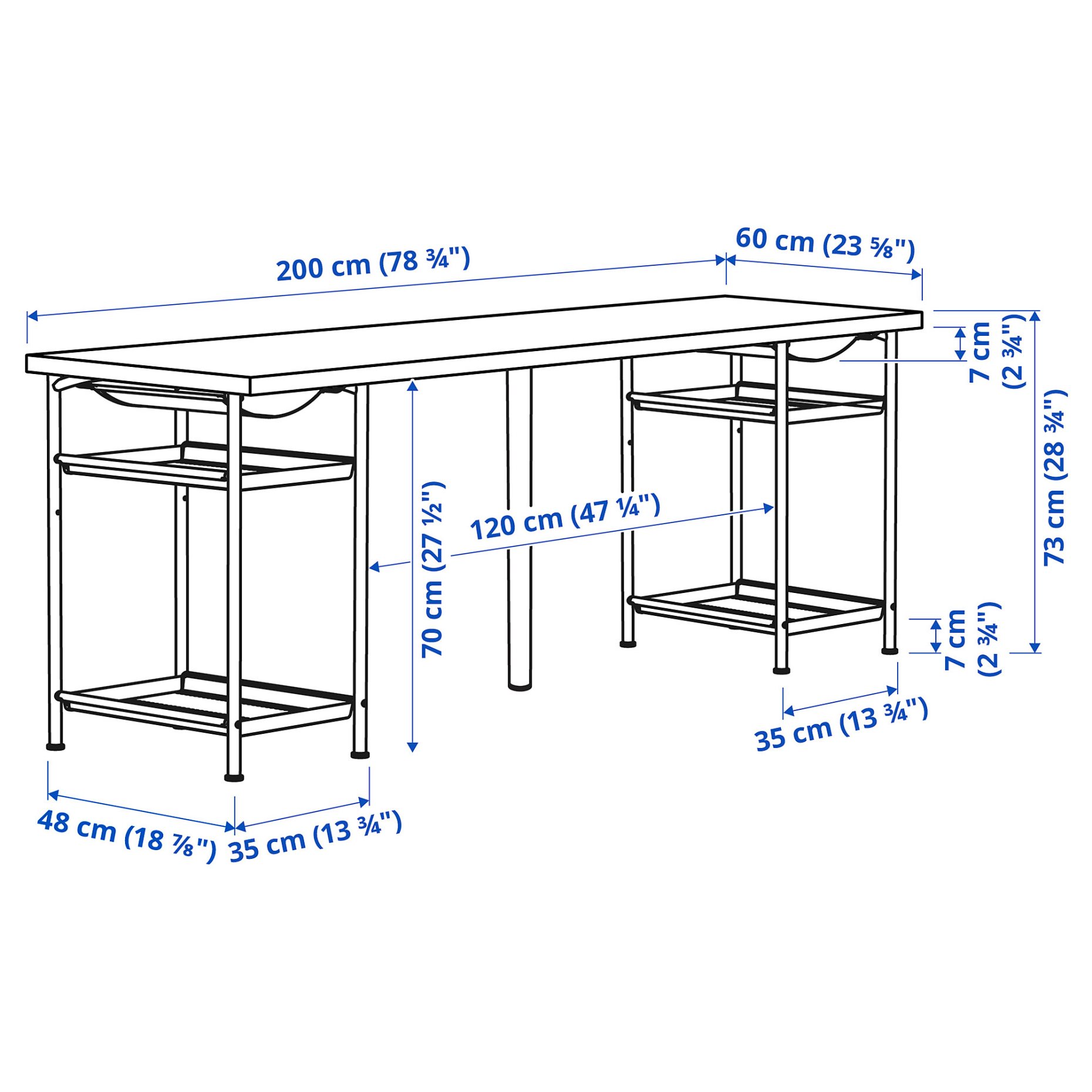 LAGKAPTEN/SPAND, γραφείο, 200x60 cm, 095.685.40
