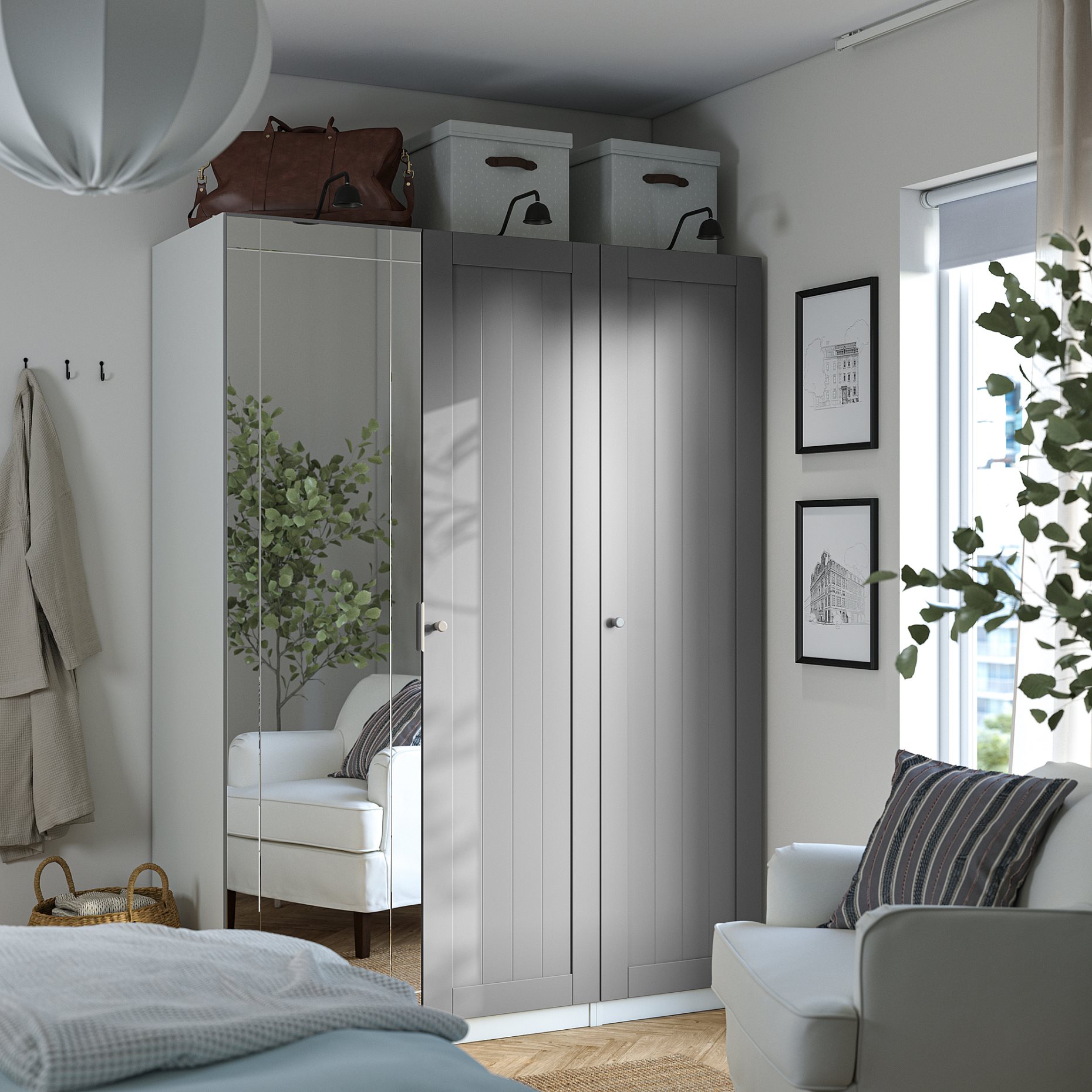 PAX/KAMMAR/GULL, συνδυασμός ντουλάπας, 150x60x201 cm, 095.725.42