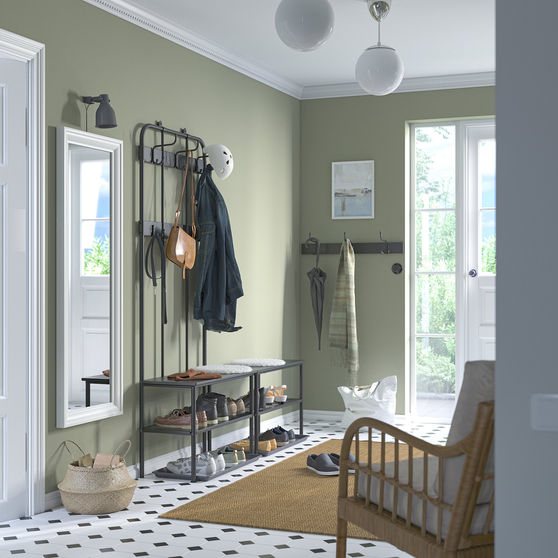 NIPÅSEN/BAGG, hallway furniture, set of 4, 095.761.68