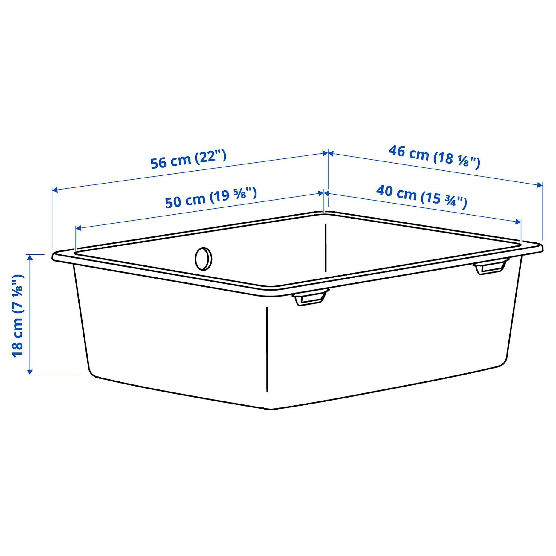 KILSVIKEN, inset sink 1 bowl, 56x46 cm, 095.792.18