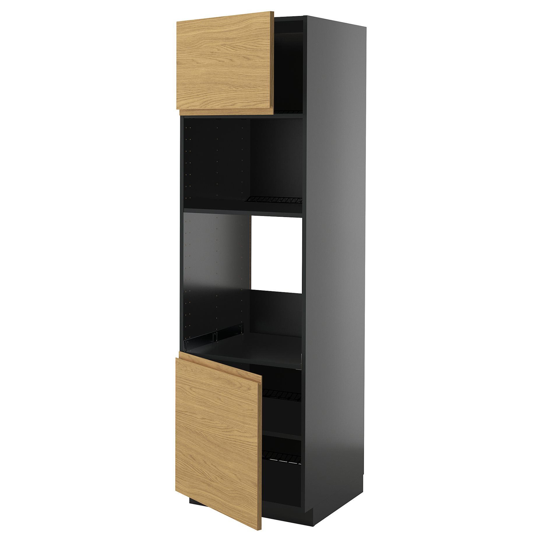 METOD, ψηλό ντουλάπι για φούρνο/μικροκυμάτων με 2 πόρτες/ράφια, 60x60x200 cm, 095.890.95