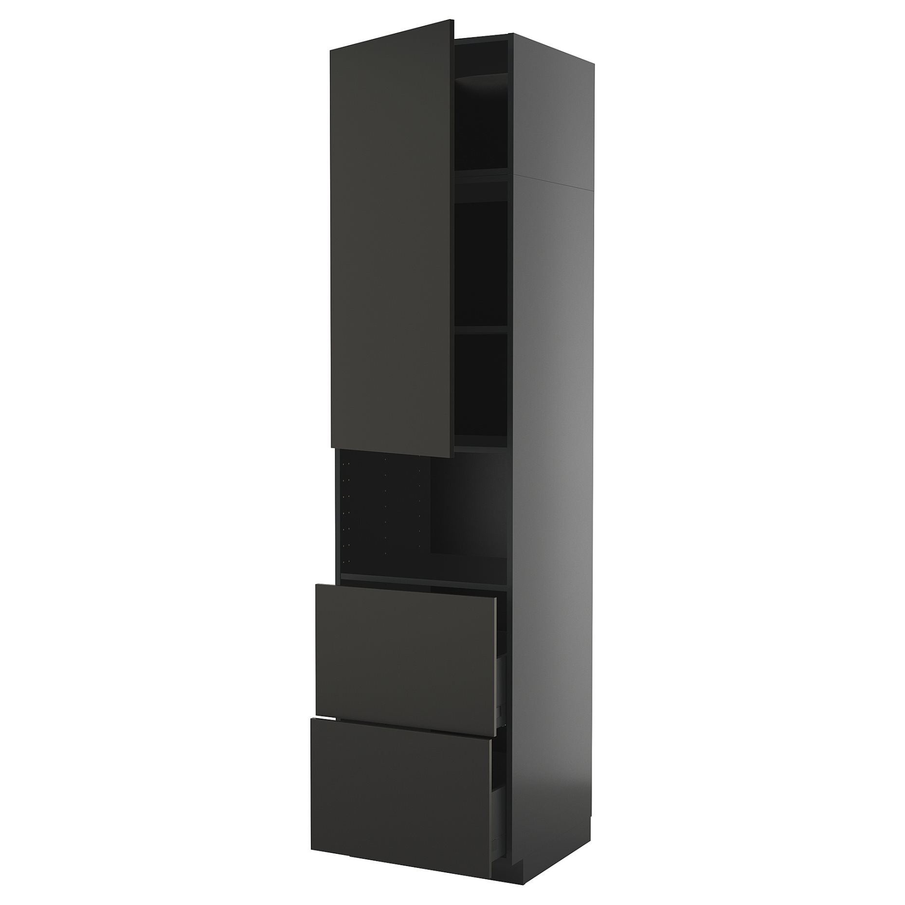 METOD/KNIVSHULT, high cabinet for microwave with door/2 drawers, 60x60x240 cm, 095.895.85