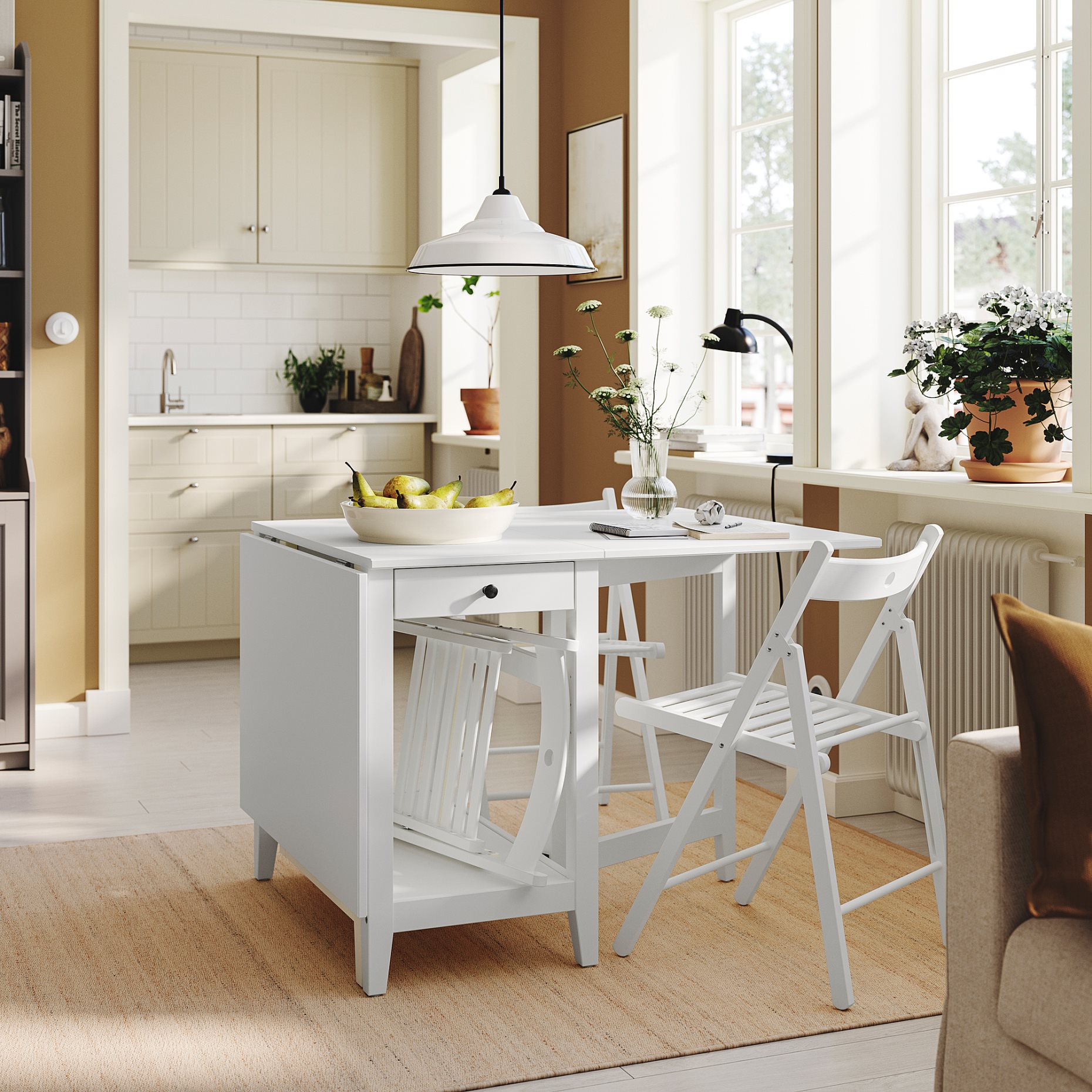 NÄSINGE/FRÖSVI, πτυσσόμενο τραπέζι και 2 καρέκλες, 48/104/159x85 cm, 095.969.96