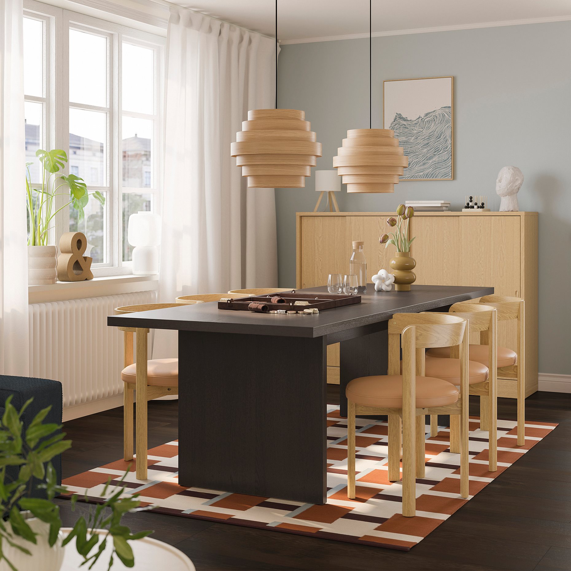 BERGSHYTT/STOCK, table and 6 chairs, 240x93 cm, 096.084.14