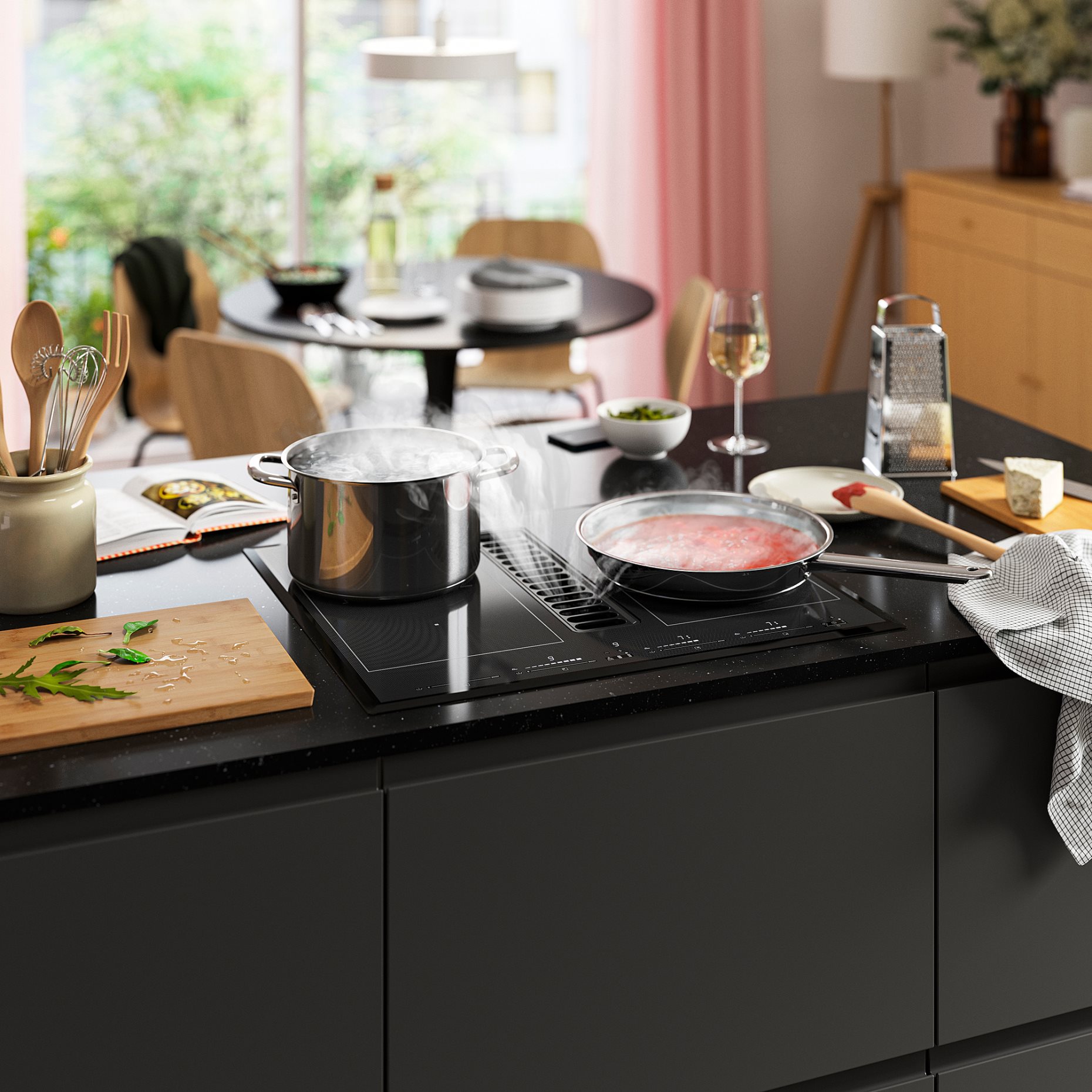 TÄCKNAN, induction hob/interior extractor with recirculation kit/IKEA 500, 60 cm, 096.125.00