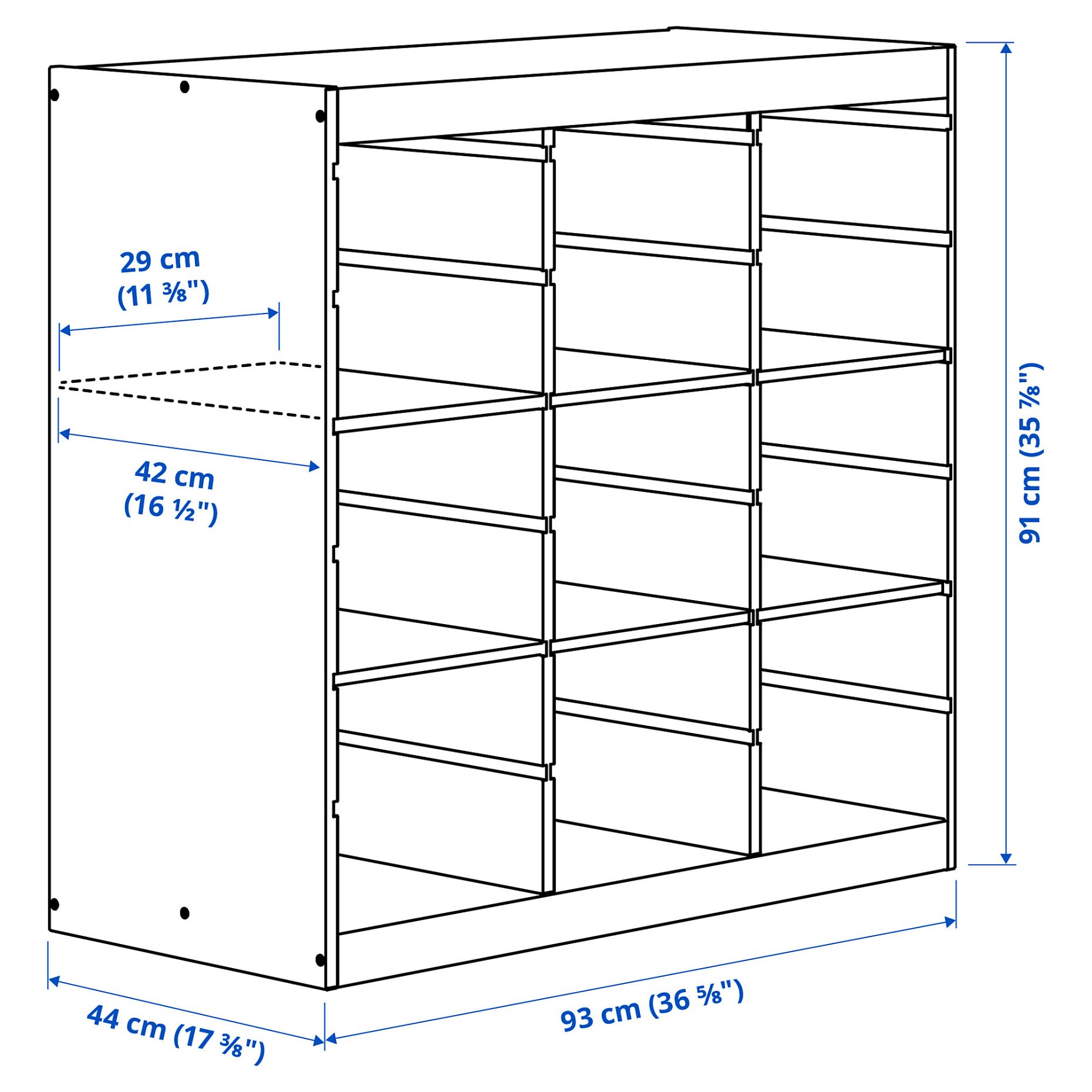 TROFAST, storage combination with shelves room divider, 93x44x91 cm, 096.125.81