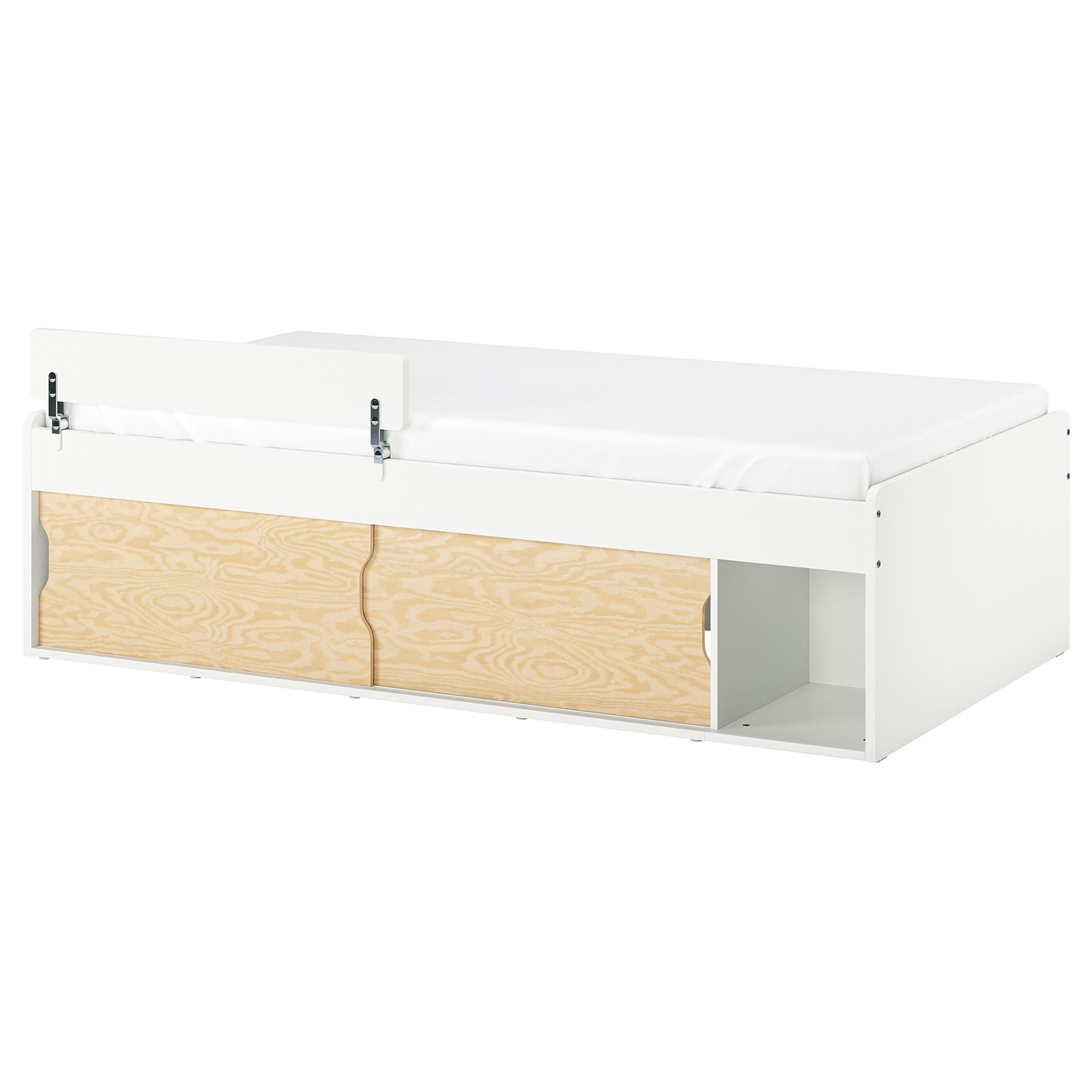 KLIPPUGGLA, bed frame with storage and guard rail, 90x200 cm, 096.278.27