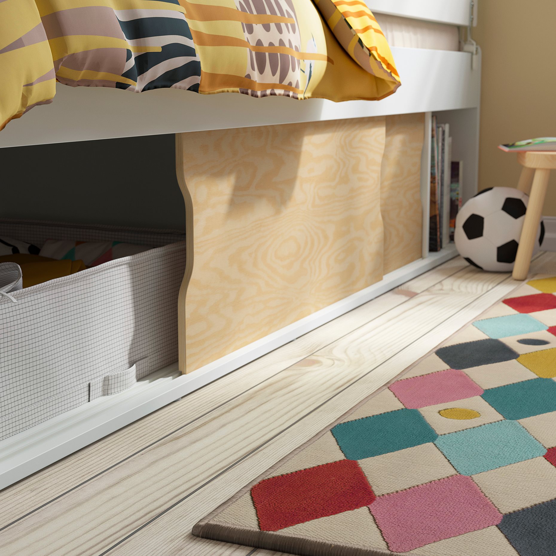 KLIPPUGGLA, bed frame with storage and guard rail, 90x200 cm, 096.278.27
