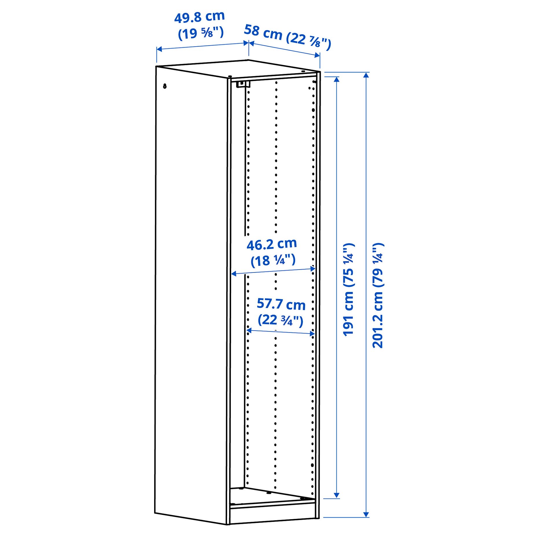 PAX, wardrobe frame, 50x58x201 cm, 104.582.15