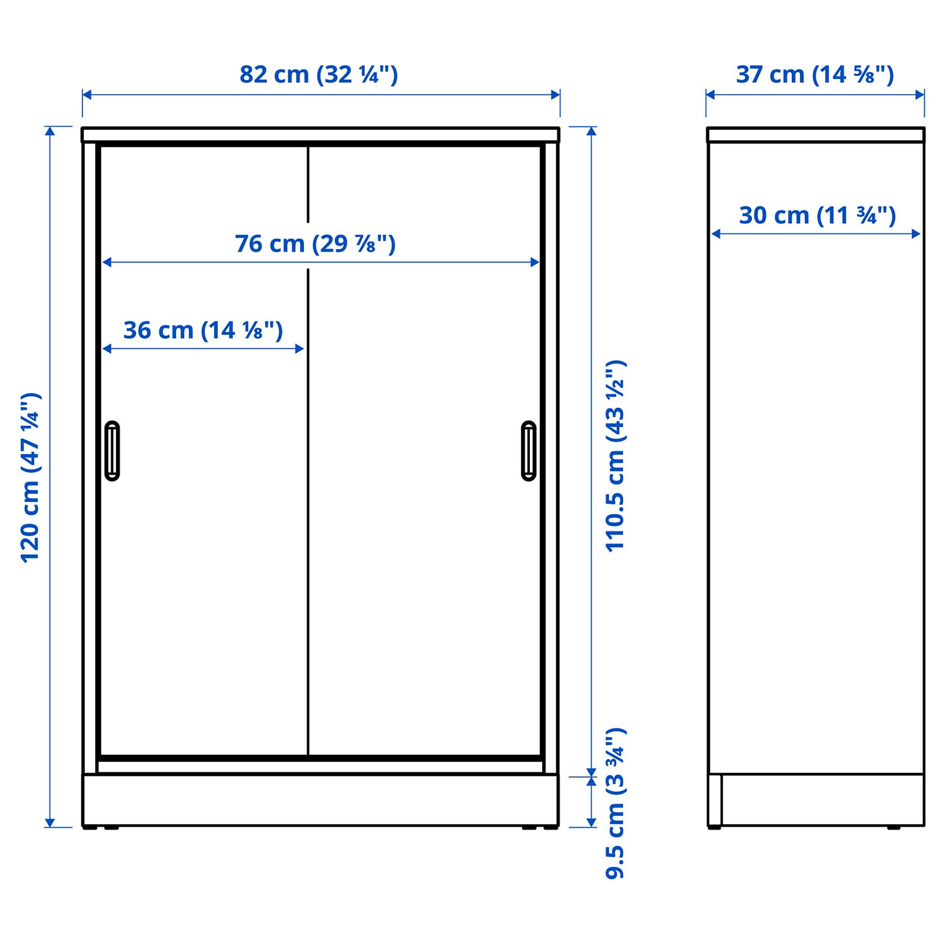 TONSTAD, cabinet with sliding doors, 82x37x120 cm, 104.892.31