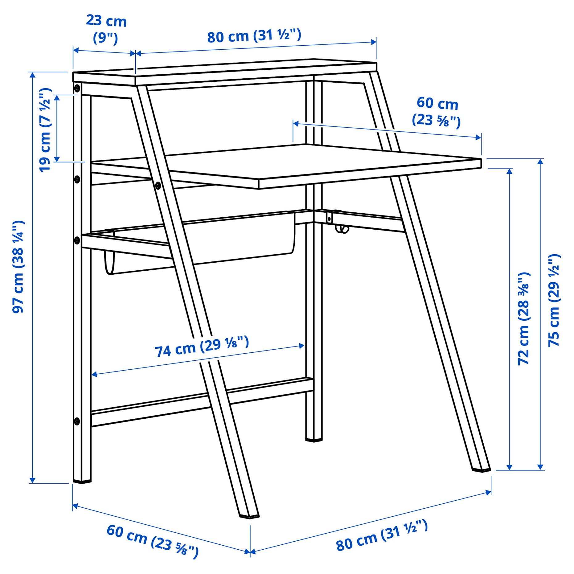 MITTPLAN, desk, 80x60 cm, 105.494.28
