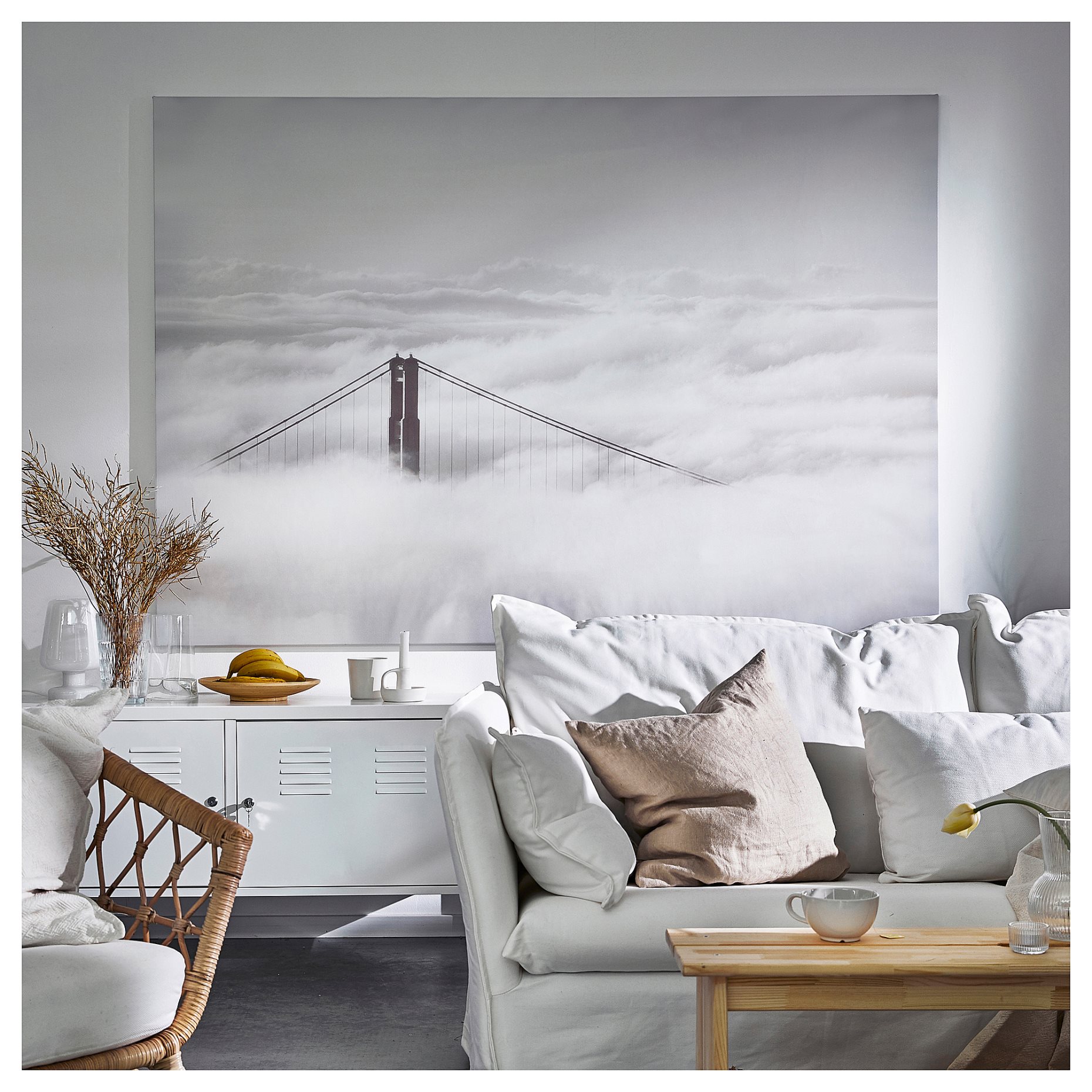 BJÖRKSTA, καμβάς/Γέφυρα και σύννεφα, 200x140 cm, 105.548.96