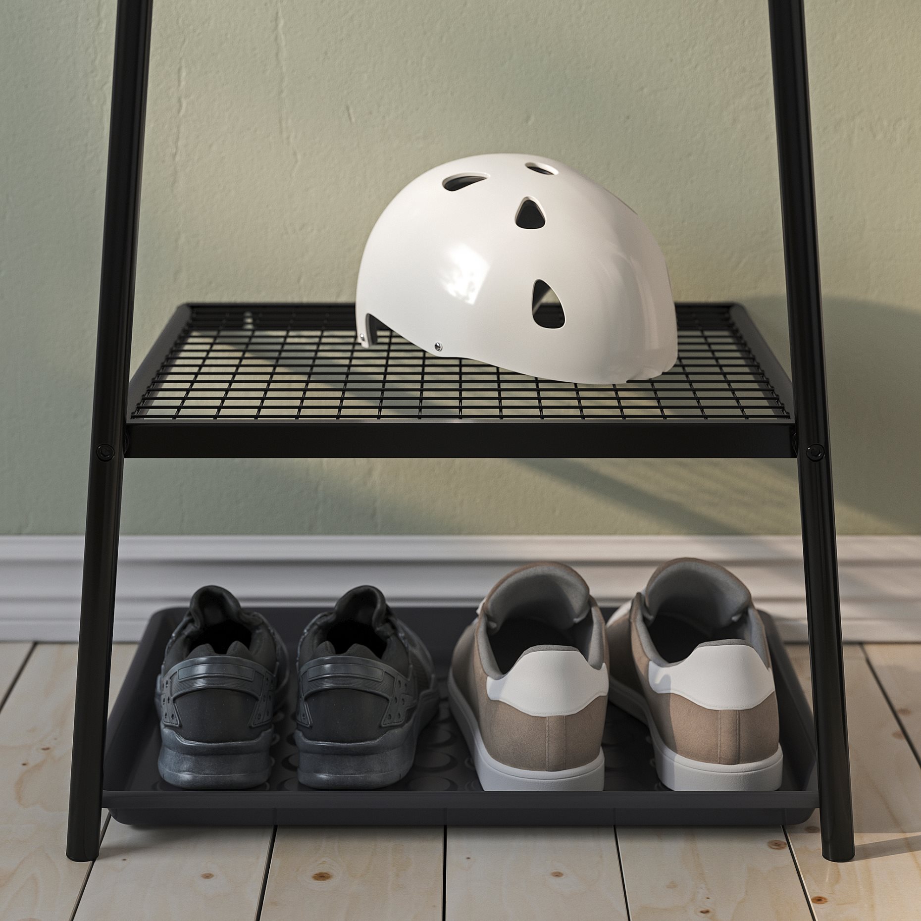 ÄLGANÄS, ράγα ρούχων με παπουτσοθήκη, 46x39x166 cm, 105.858.88