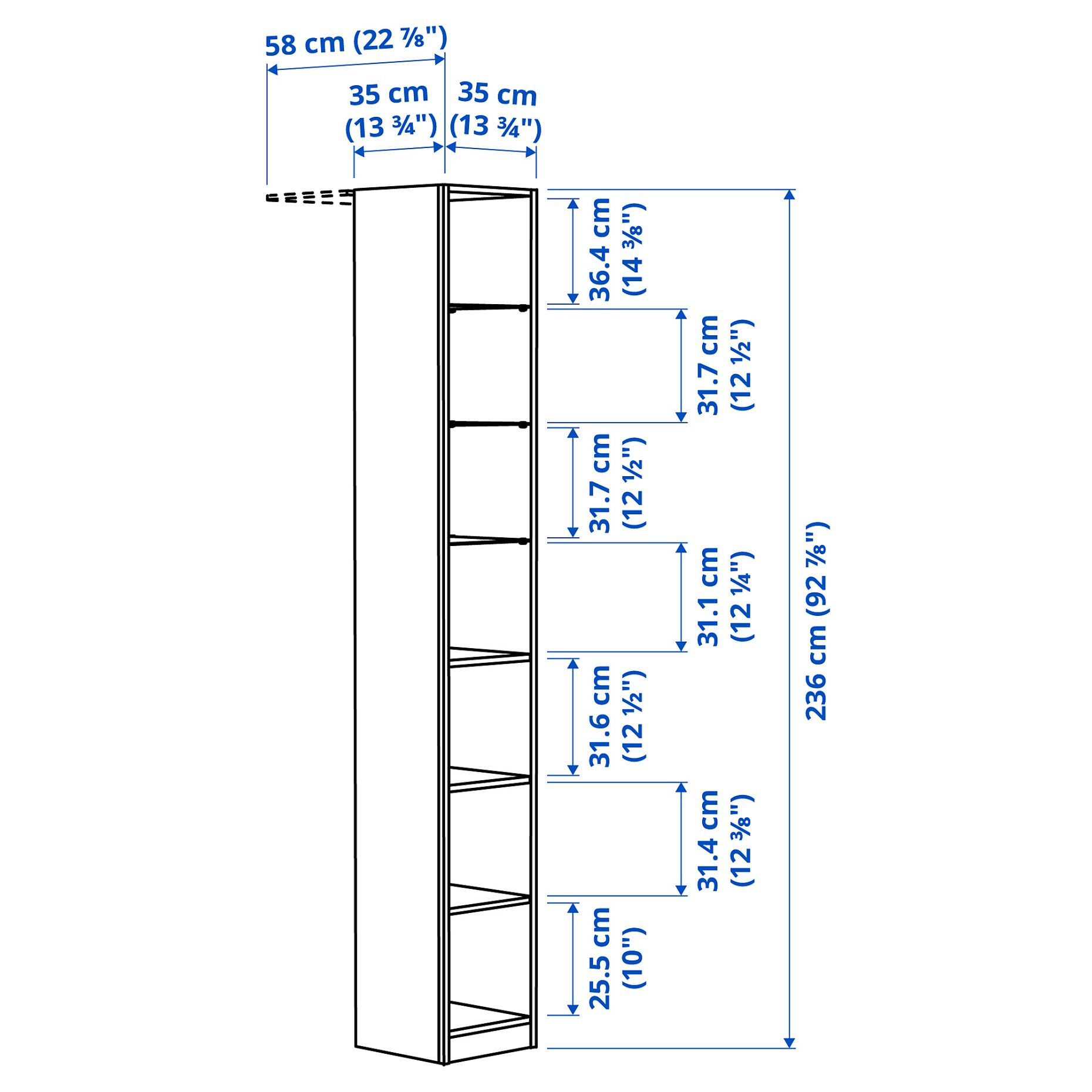 PAX, add-on mid-unit, 35x35x236 cm, 106.038.25