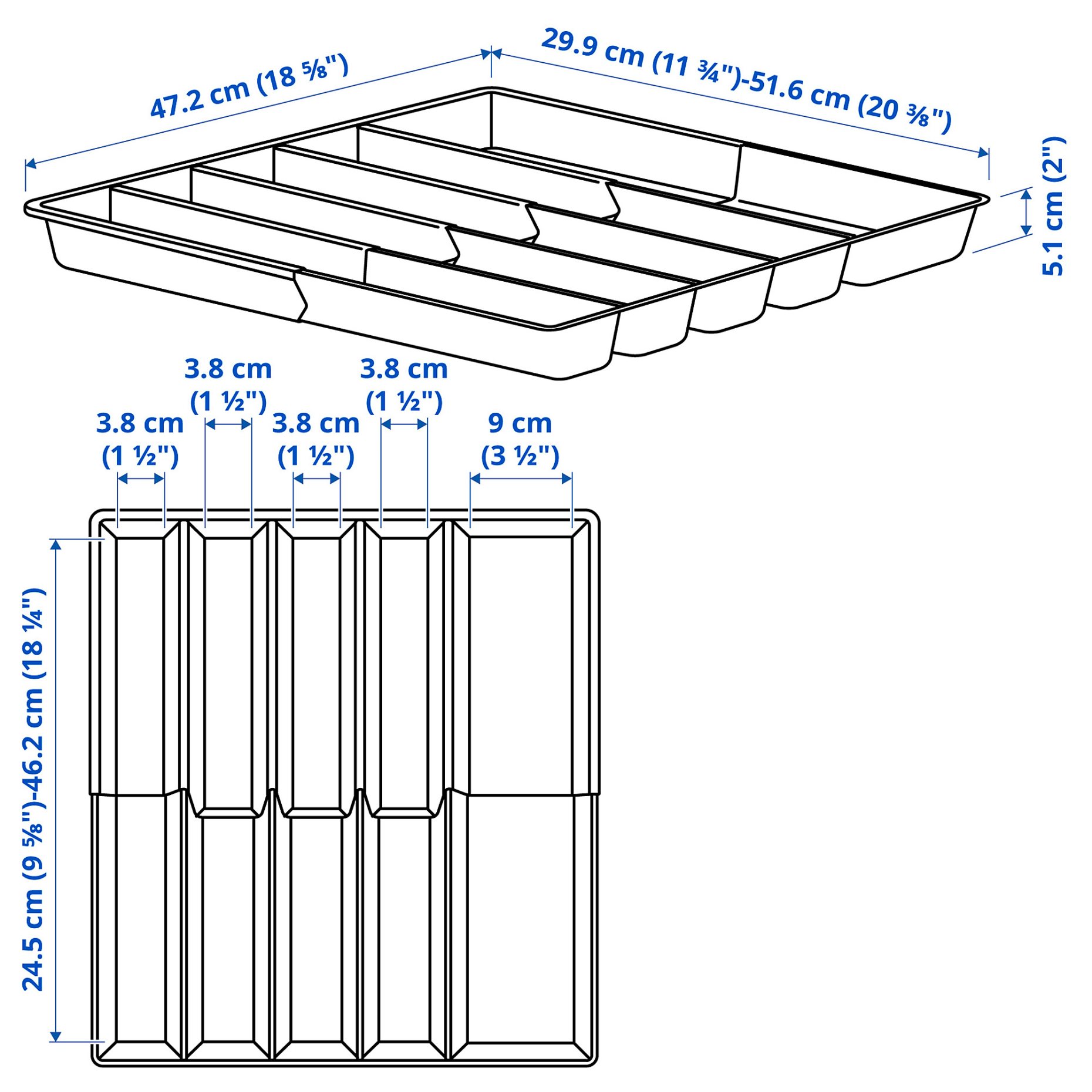 VARIERA, adjustable cutlery tray, 30-52x47 cm, 106.138.10