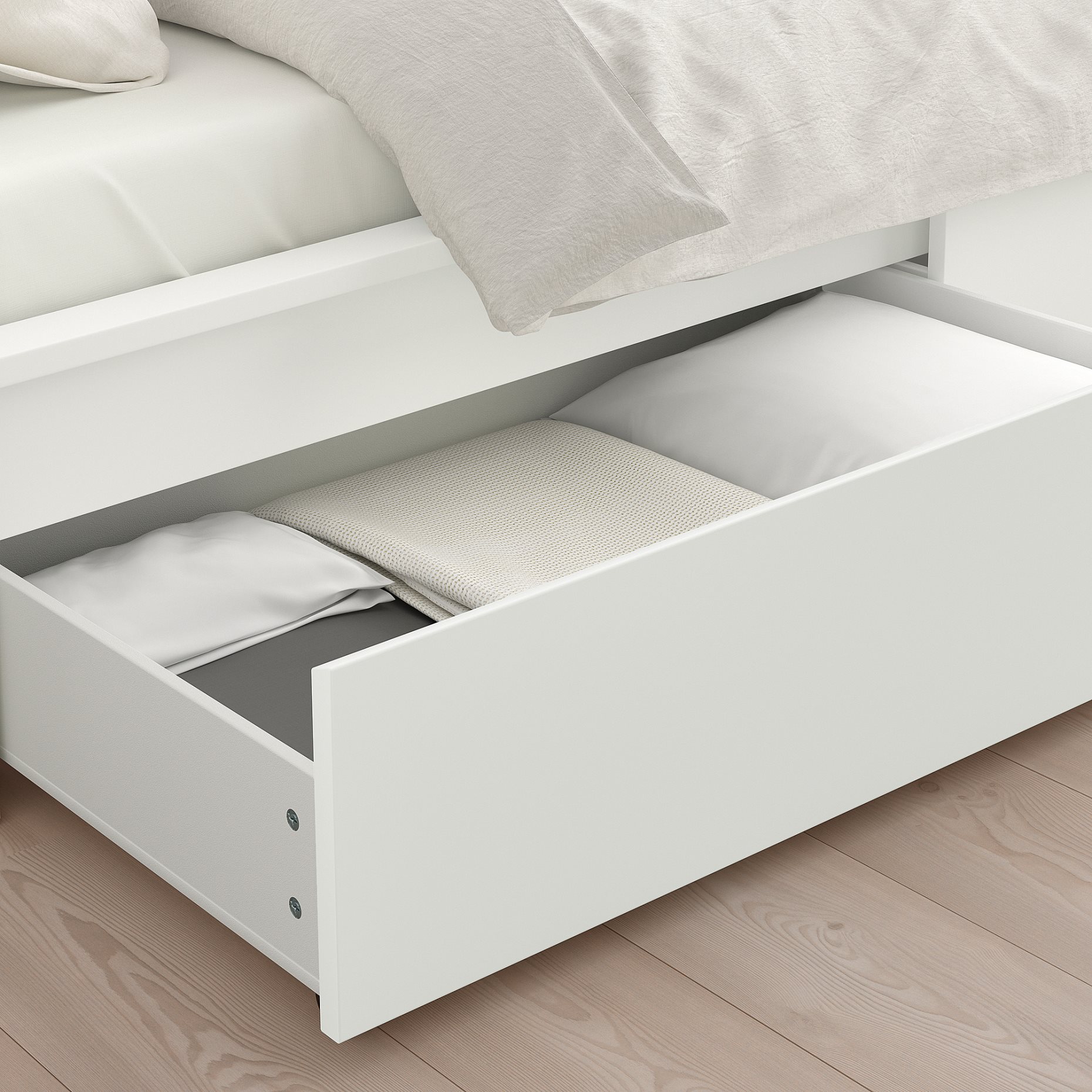 MALM, bed frame/high with 4 storage boxes, 160X200 cm, 190.192.26
