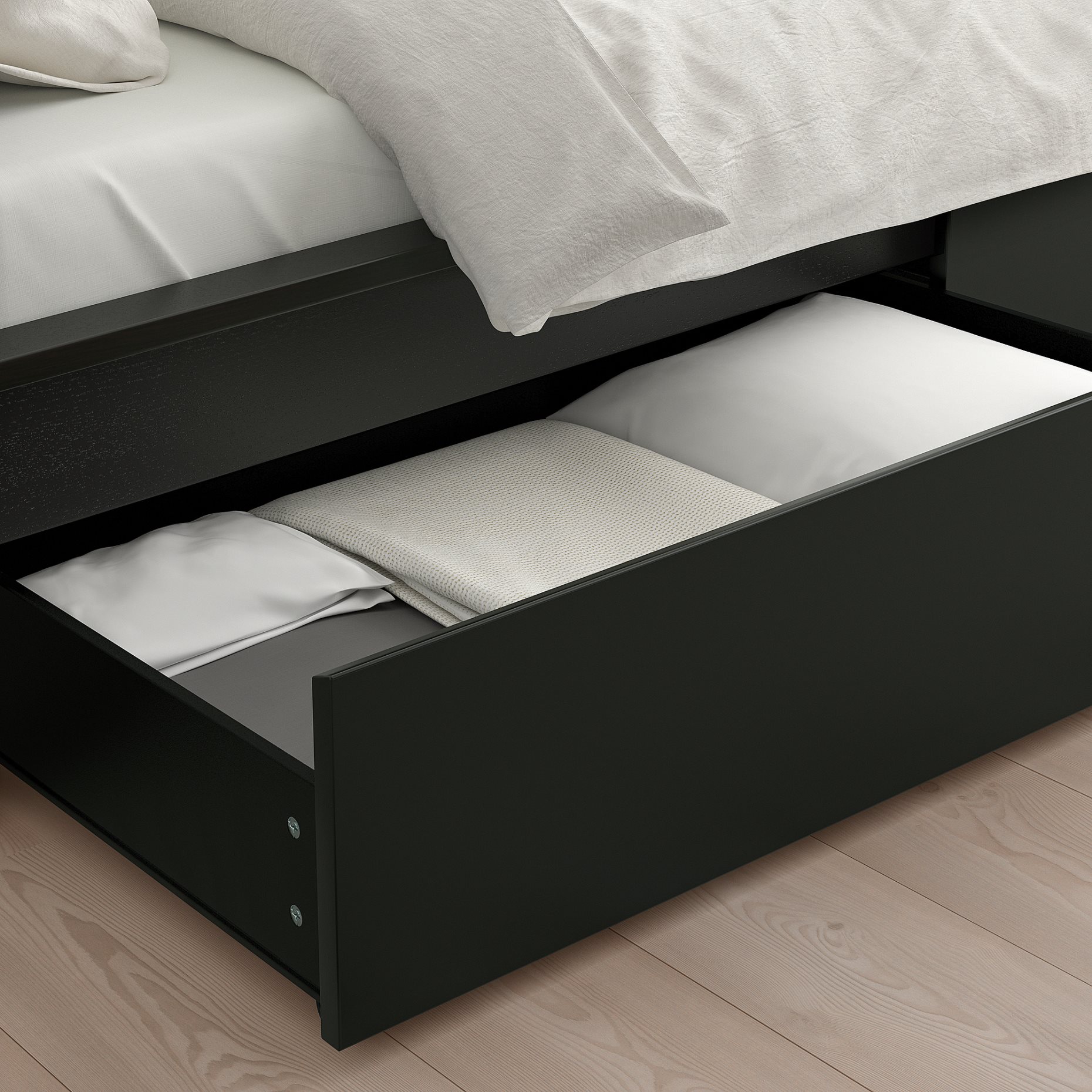 MALM, bed frame/high with 4 storage boxes, 180X200 cm, 190.199.19