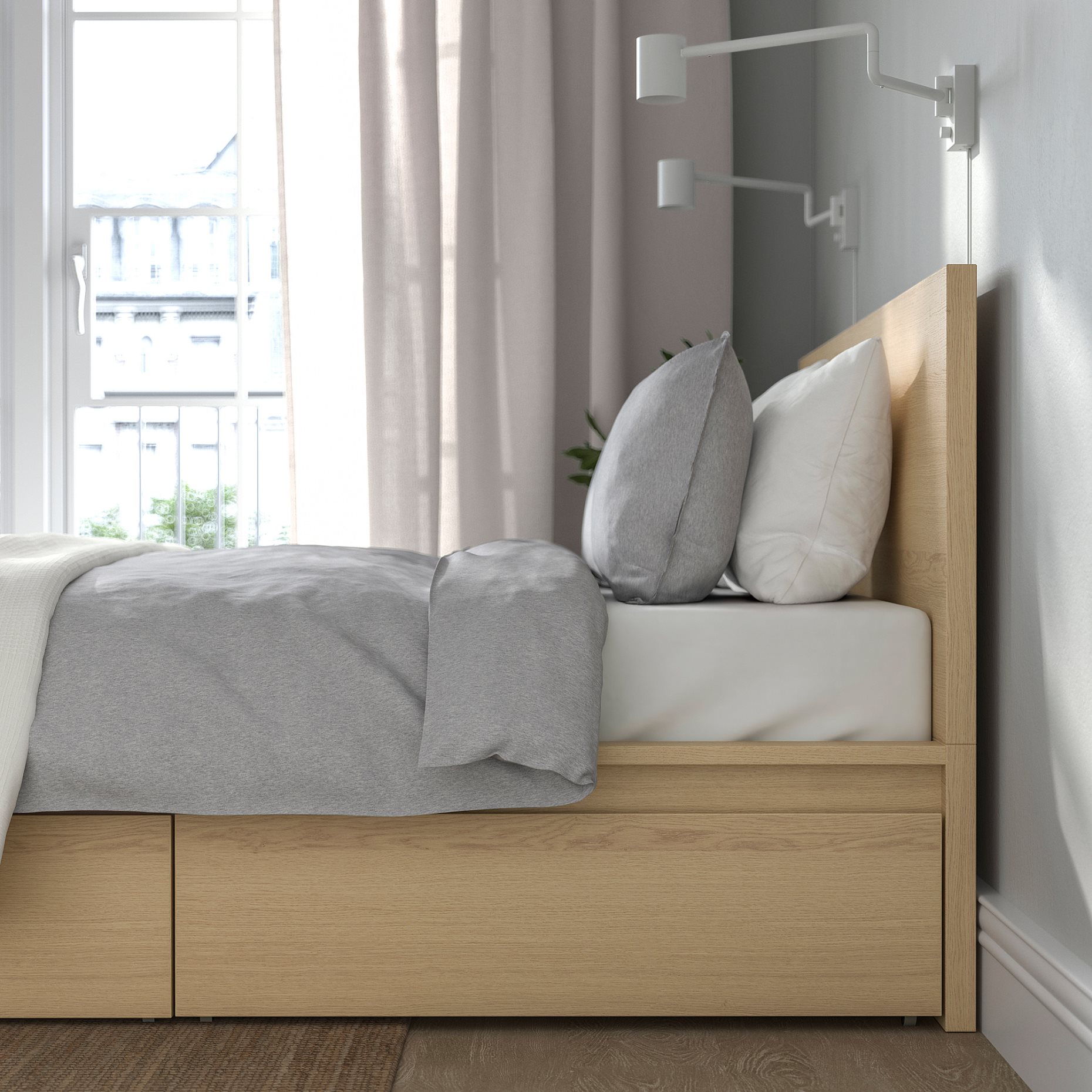 MALM, bed frame/high with 2 storage boxes, 180X200 cm, 191.766.12