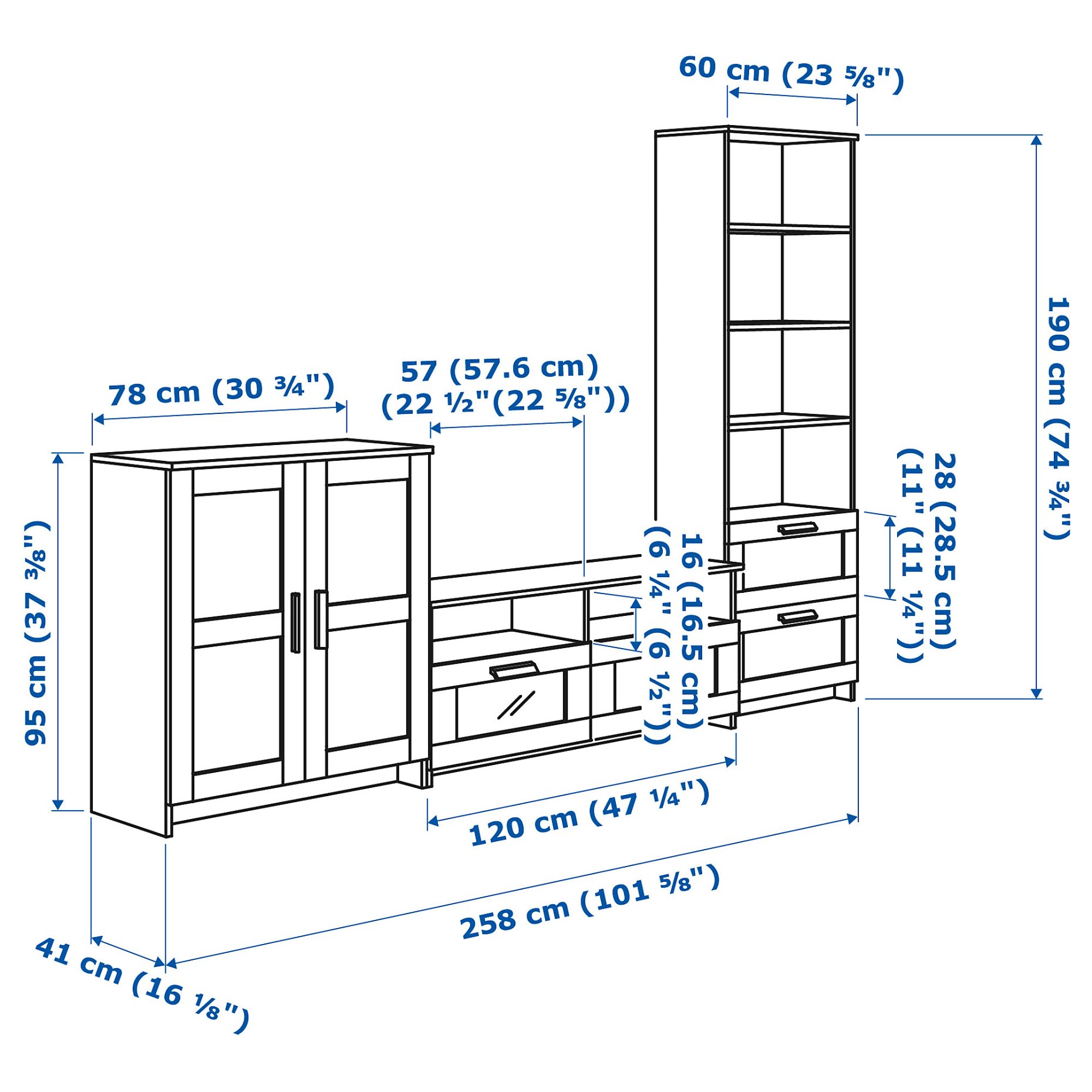 BRIMNES, TV storage combination, 191.843.39