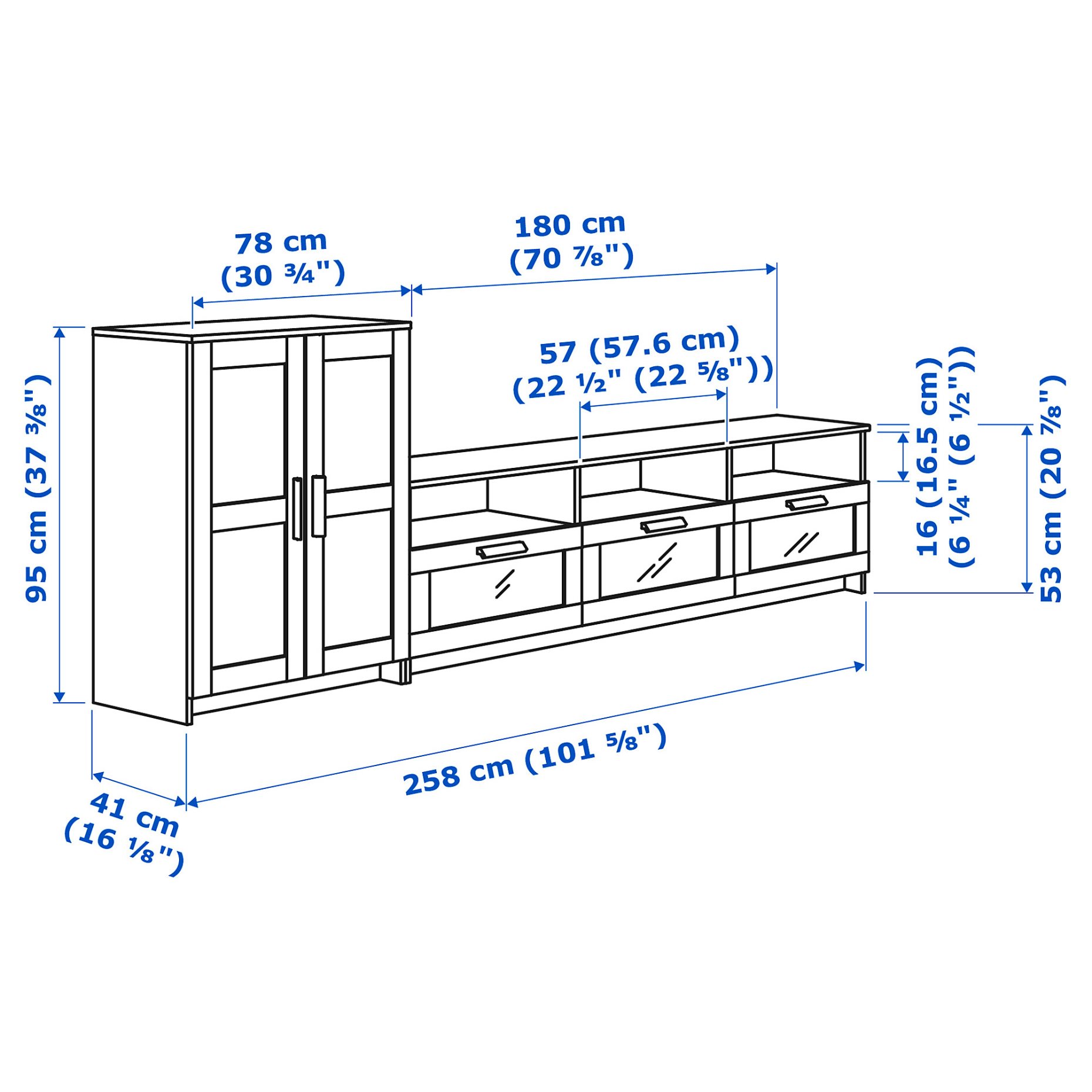 BRIMNES, TV storage combination, 192.782.10