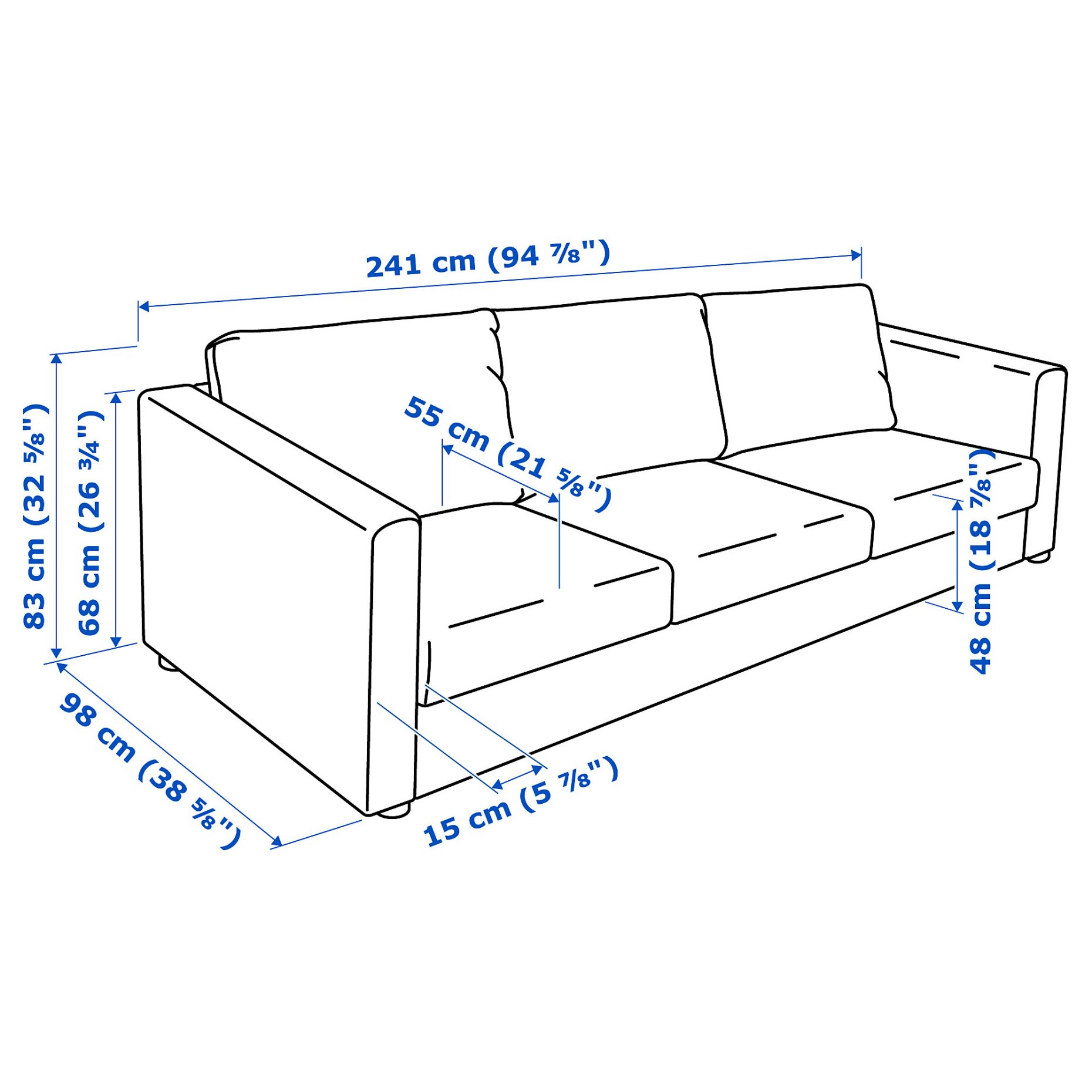 VIMLE, τριθέσιος καναπές, 193.990.52