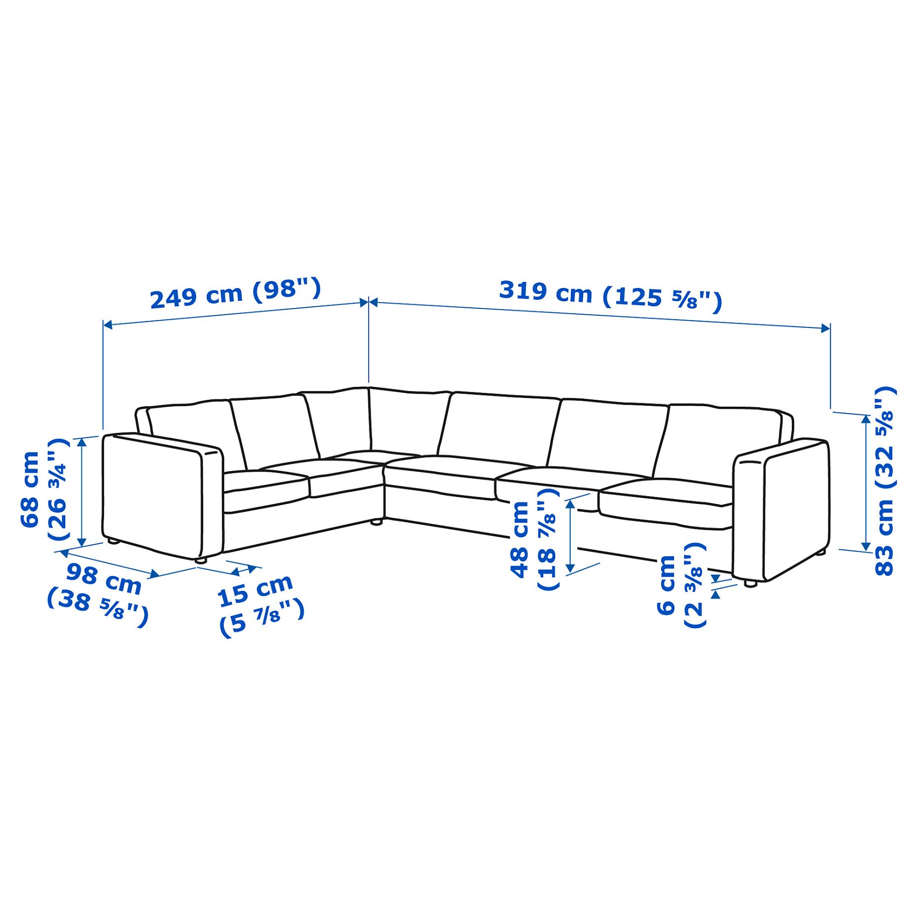 VIMLE, γωνιακός καναπές, 5 θέσεων, 193.995.75