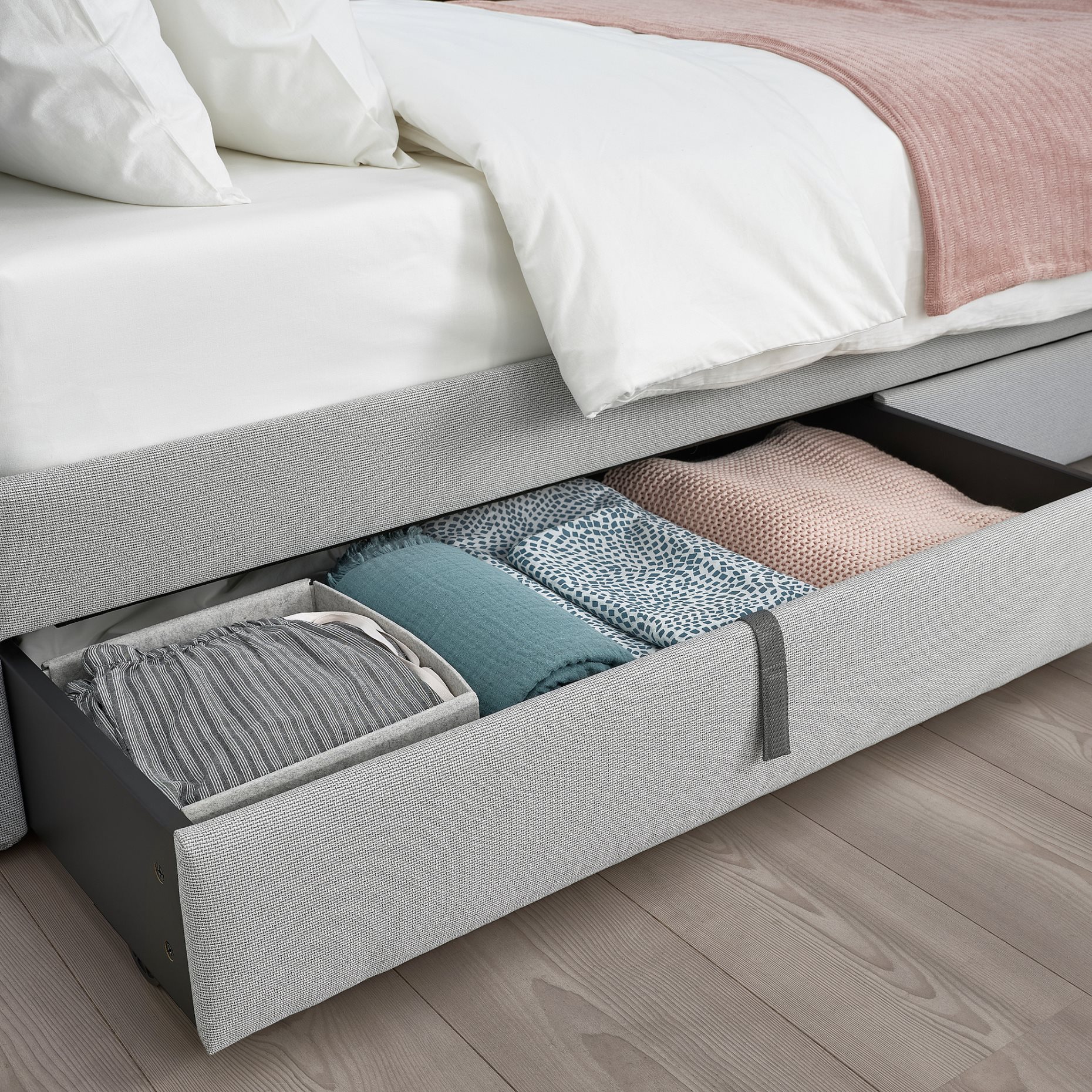 GLADSTAD, κρεβάτι με επένδυση και 2 αποθηκευτικά κουτιά, 120x200 cm, 194.067.69