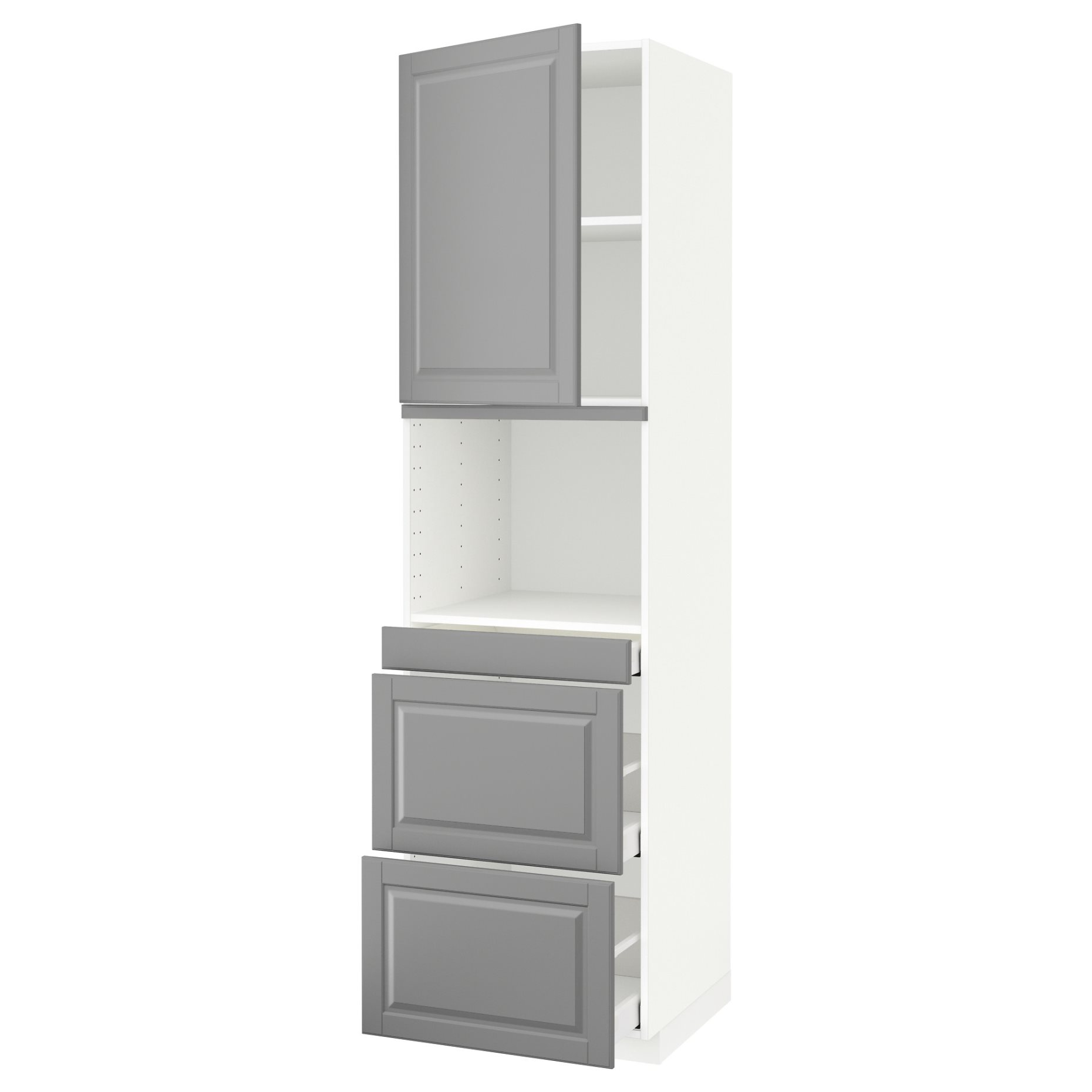 METOD/MAXIMERA, high cabinet for microwave combi with door/3 drawers, 60x60x220 cm, 194.554.01