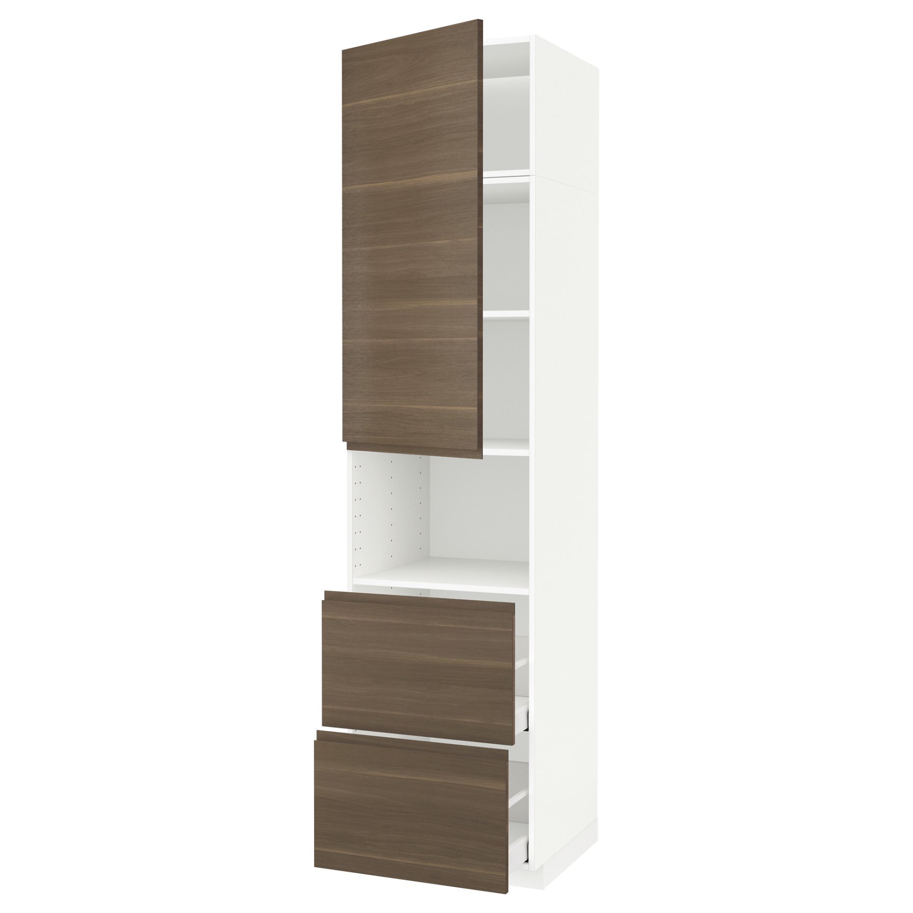 METOD/MAXIMERA, high cabinet for microwave with door/2 drawers, 60x60x240 cm, 194.568.82